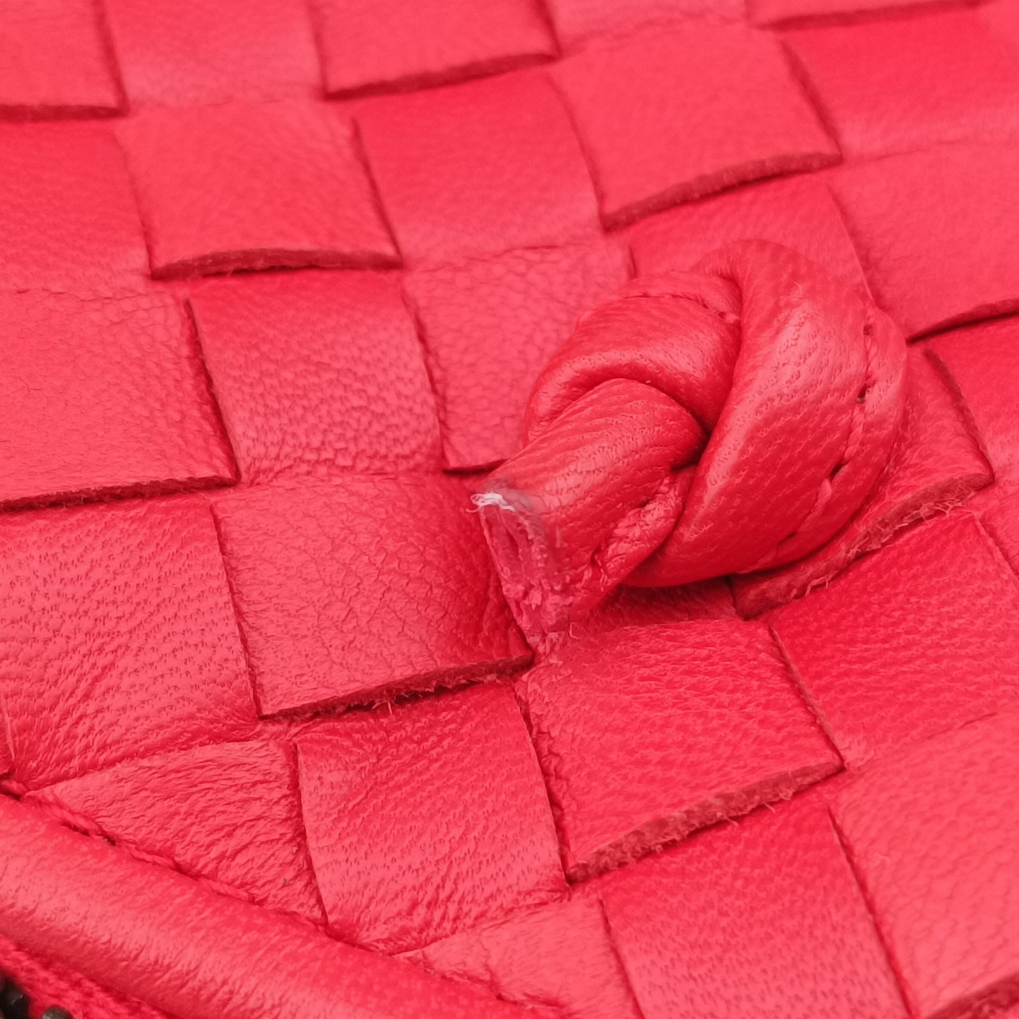 Vintage Bottega Veneta NODINI Intrecciato Red lambskin  shoulderbag | stylenewstar
