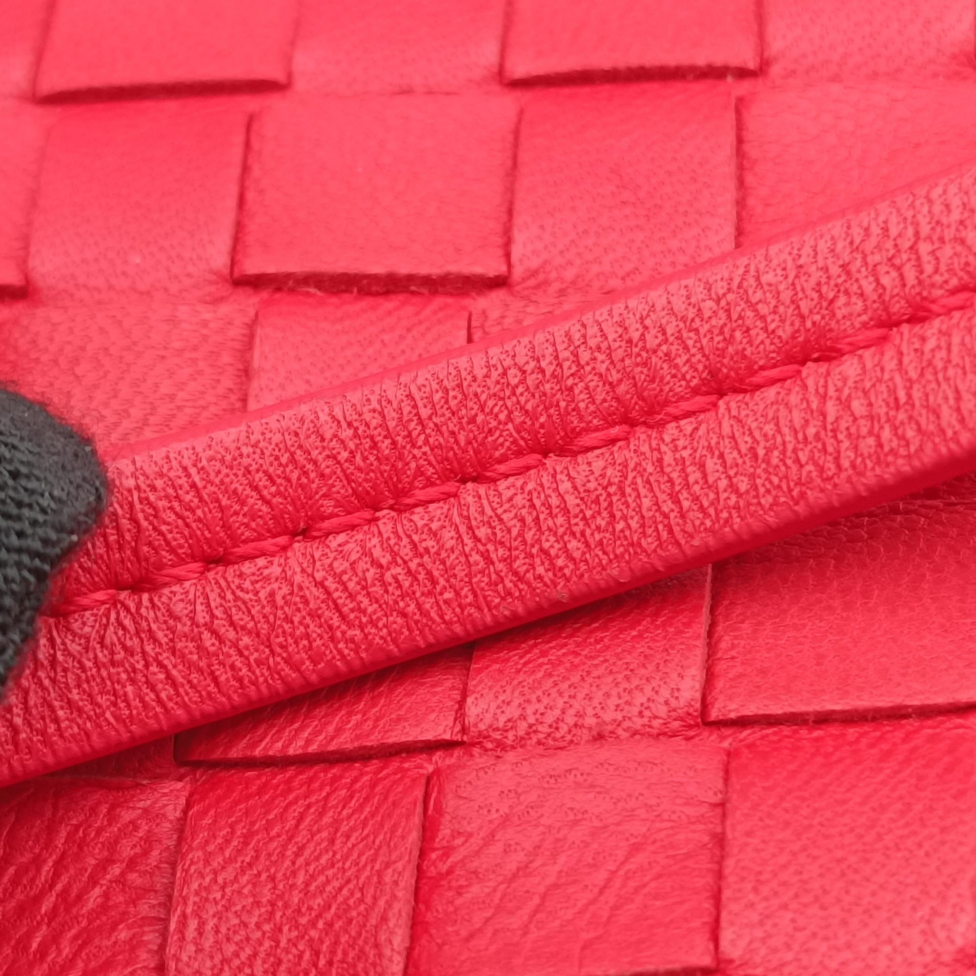 Vintage Bottega Veneta NODINI Intrecciato Red lambskin  shoulderbag | stylenewstar