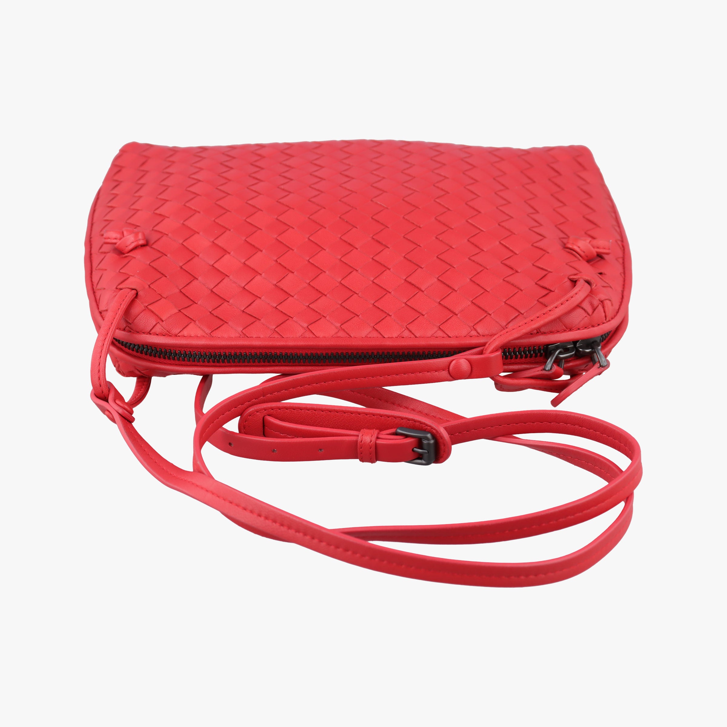 Vintage Bottega Veneta NODINI Intrecciato Red lambskin  shoulderbag | stylenewstar
