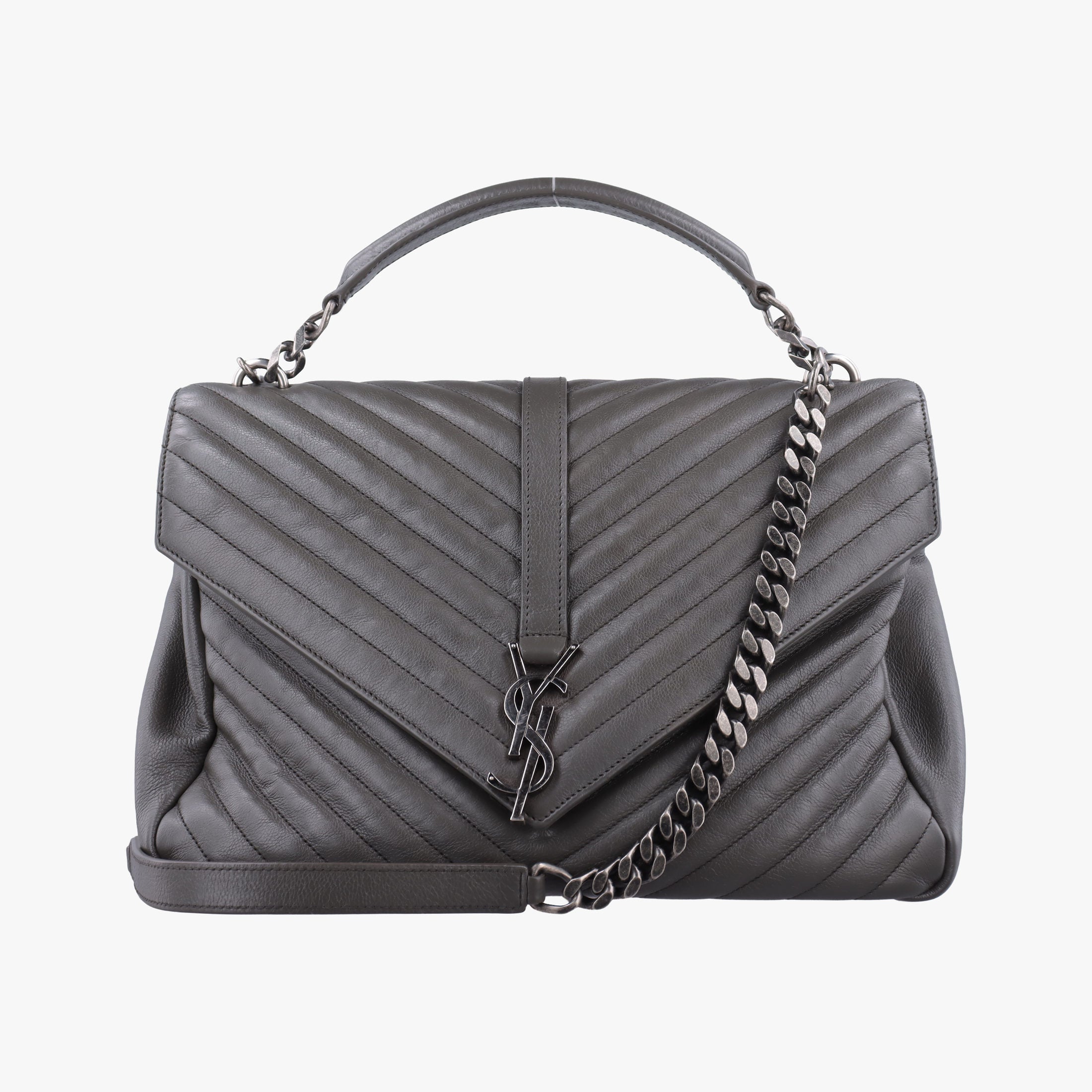 Secondhand Yves Saint Laurent COLLEGE Grey Leather 392738 shoulderbag | stylenewstar