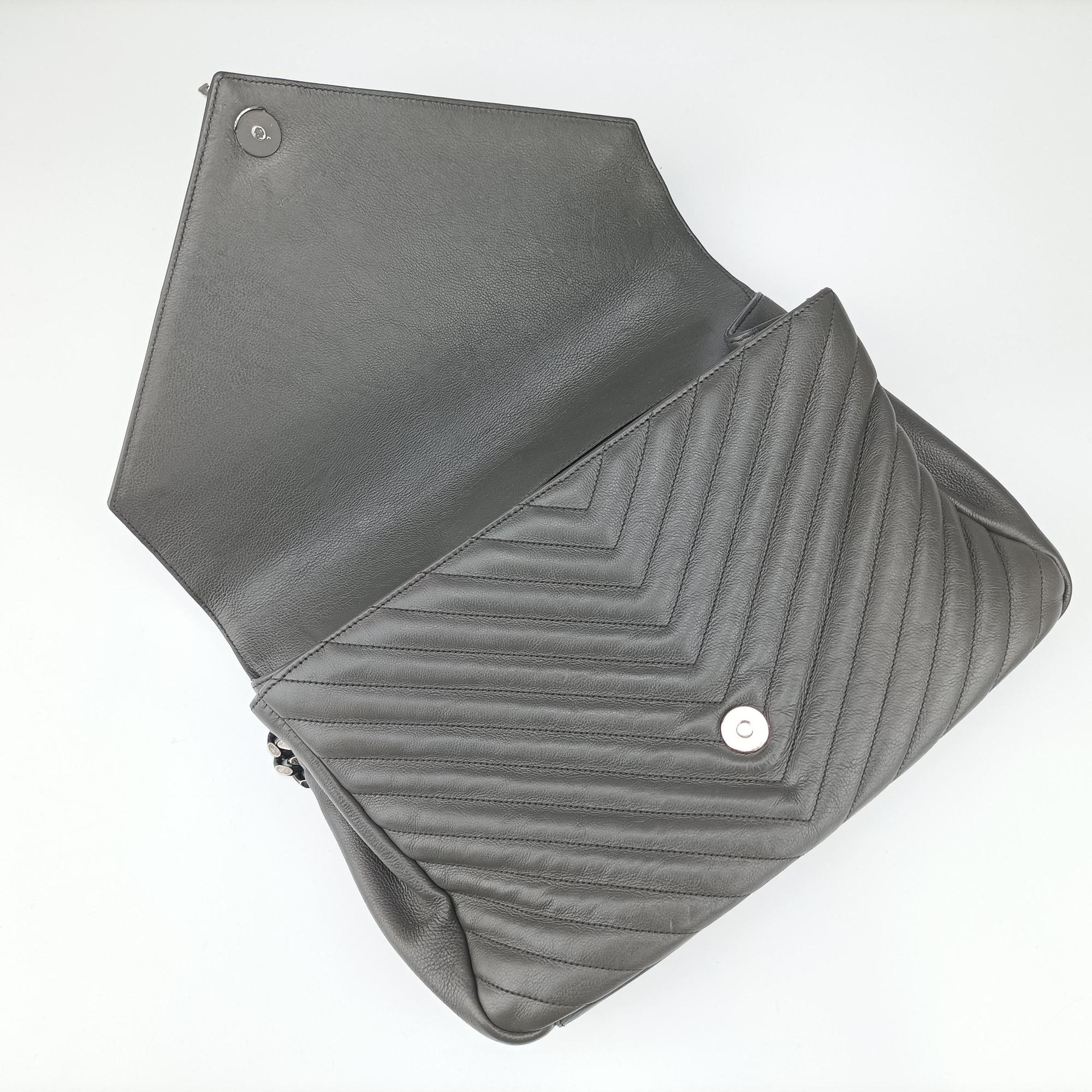 Secondhand Yves Saint Laurent COLLEGE Grey Leather 392738 shoulderbag | stylenewstar