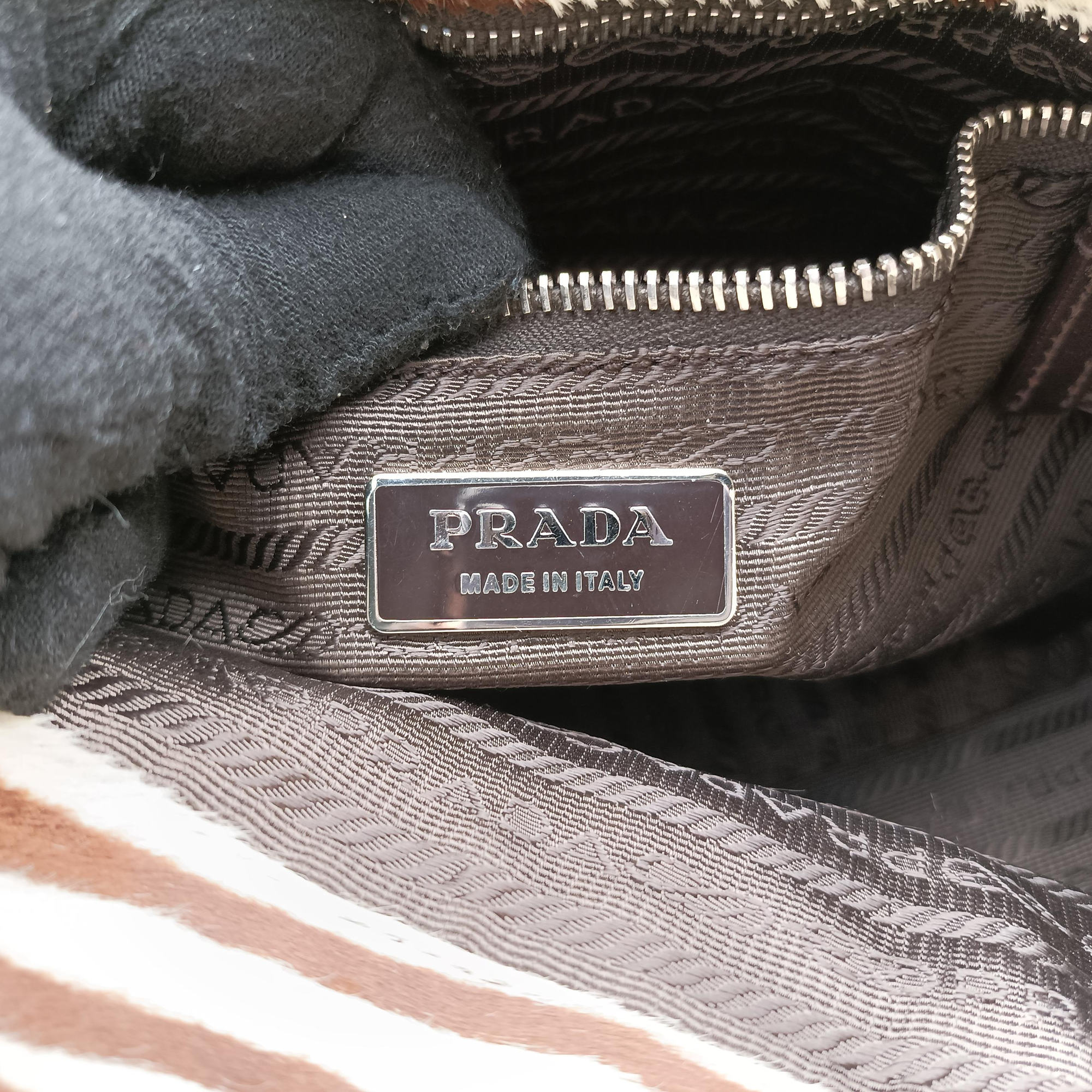 Vintage Prada AnimalierZebra Print Brown×White Moro Pony Hair  shoulderbag | stylenewstar