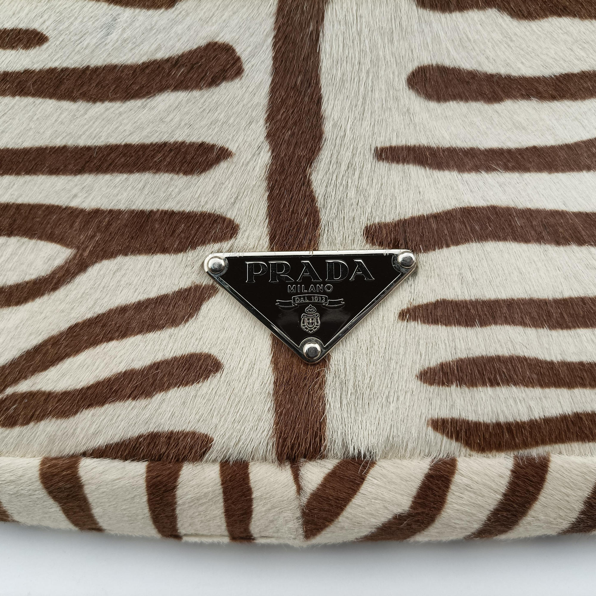 Vintage Prada AnimalierZebra Print Brown×White Moro Pony Hair  shoulderbag | stylenewstar