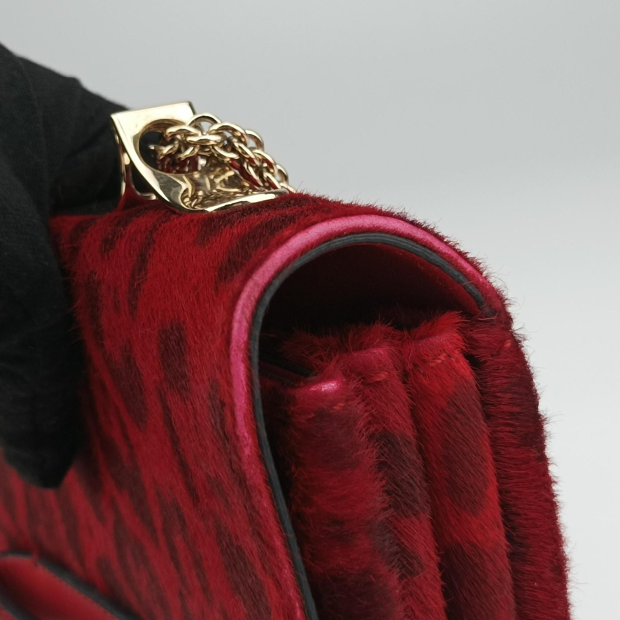 Pre-owned Valentino Va Va Voom Red ponyhair  shoulderbag | stylenewstar