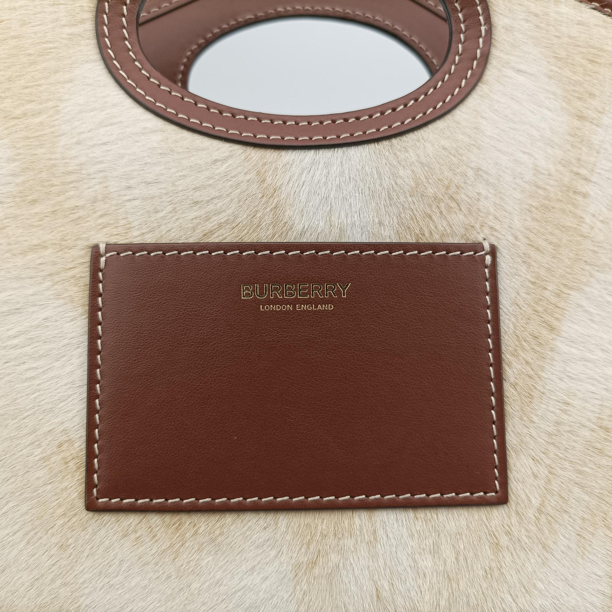 Secondhand Burberry Mini Deer Print Pocket beige×Brown leather×ponyhair  shoulderbag | stylenewstar