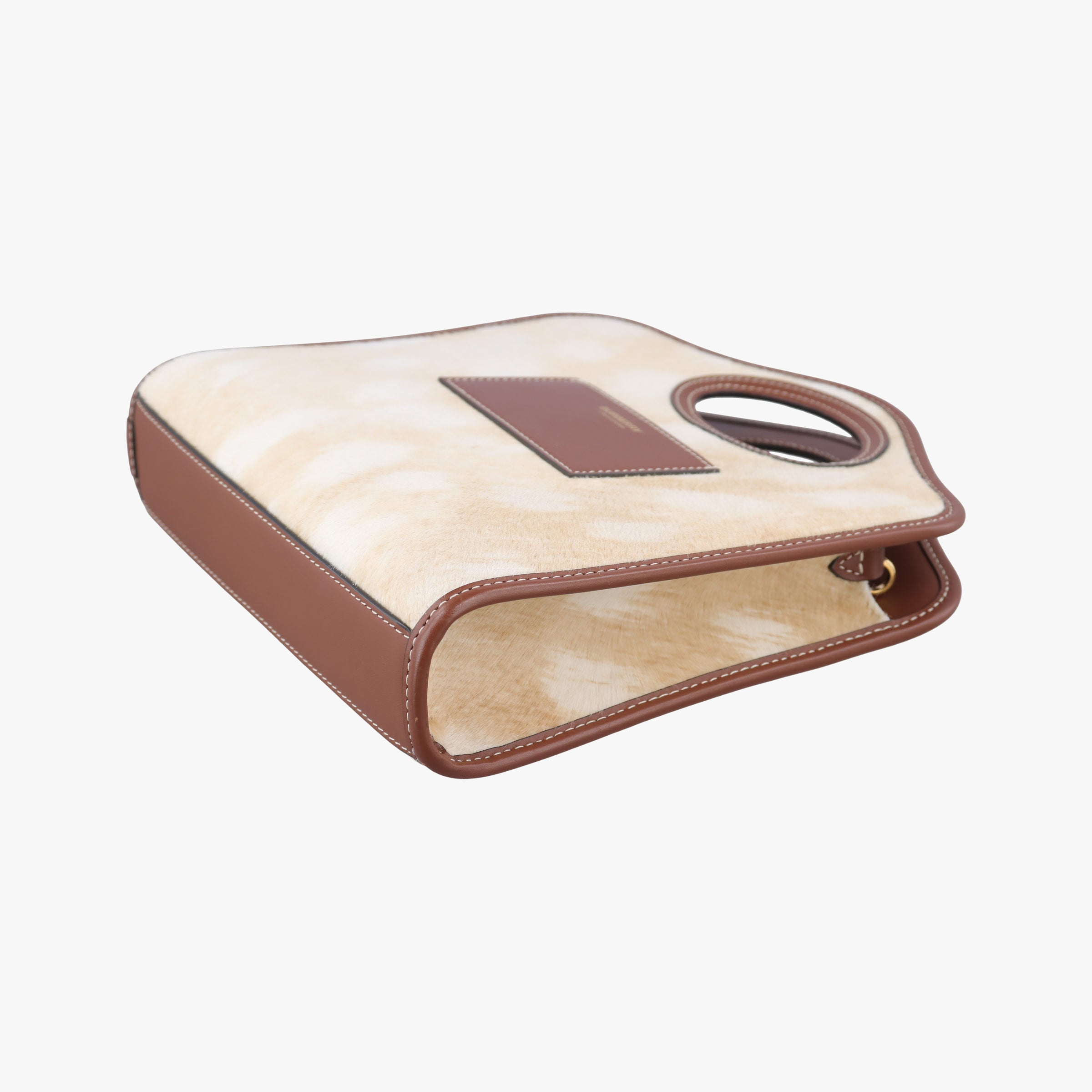 Secondhand Burberry Mini Deer Print Pocket beige×Brown leather×ponyhair  shoulderbag | stylenewstar