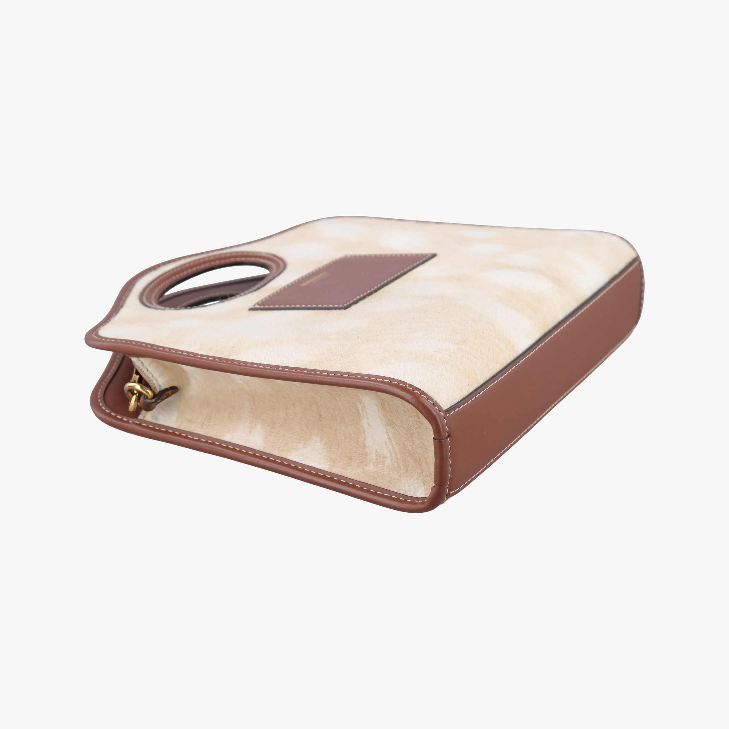 Secondhand Burberry Mini Deer Print Pocket beige×Brown leather×ponyhair  shoulderbag | stylenewstar