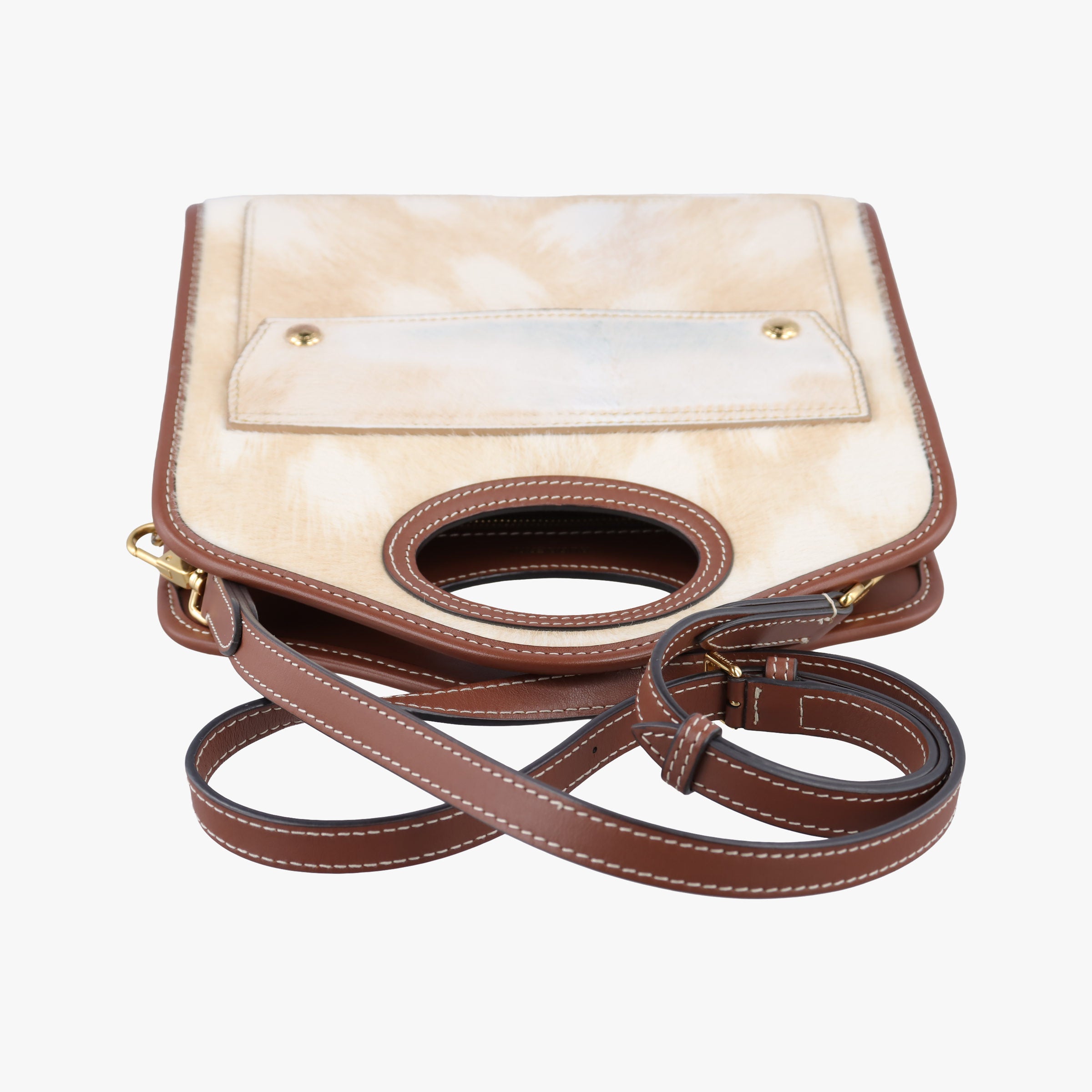 Secondhand Burberry Mini Deer Print Pocket beige×Brown leather×ponyhair  shoulderbag | stylenewstar