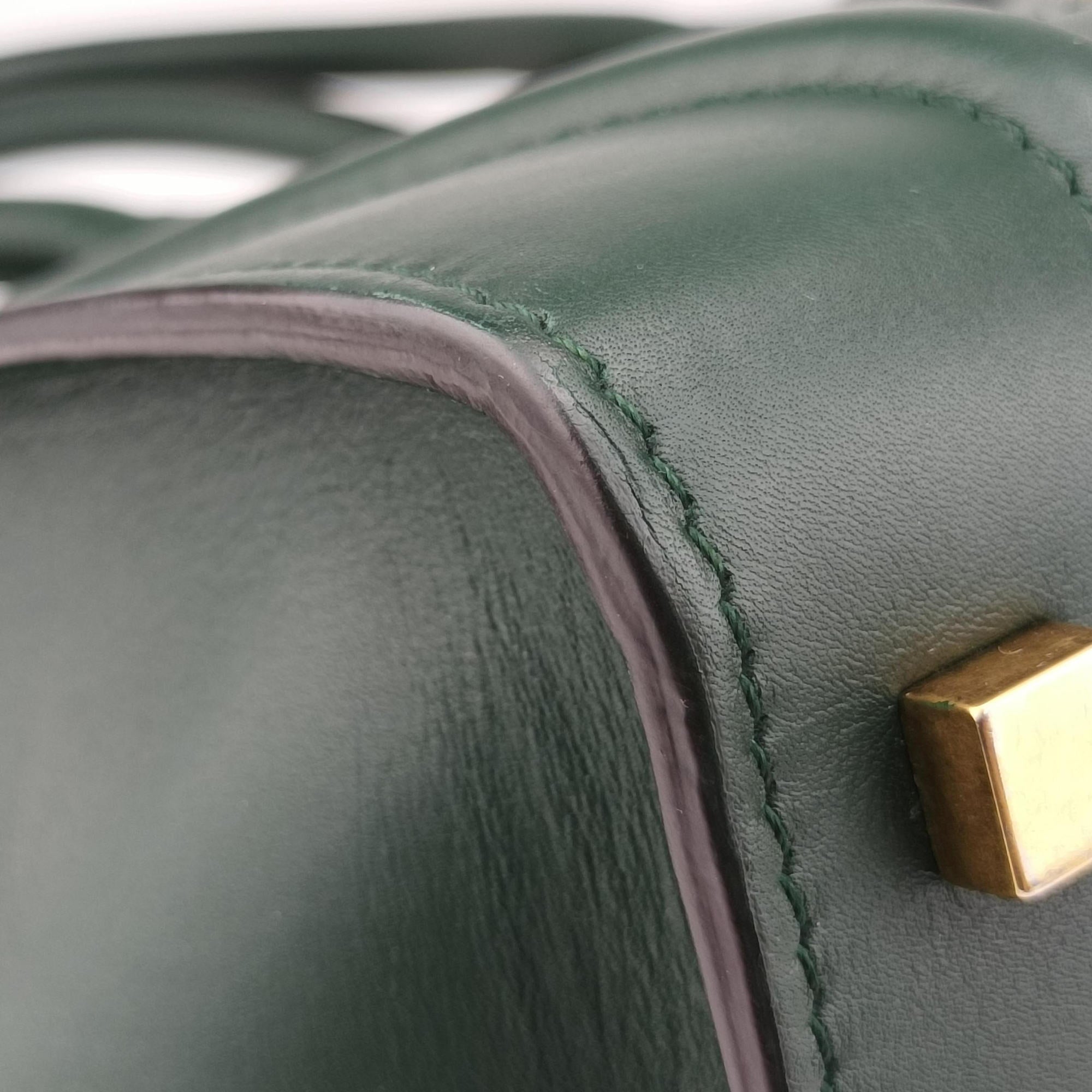 Pre-owned Celine Luggage Mini Shopper Green Leather  handbag | stylenewstar