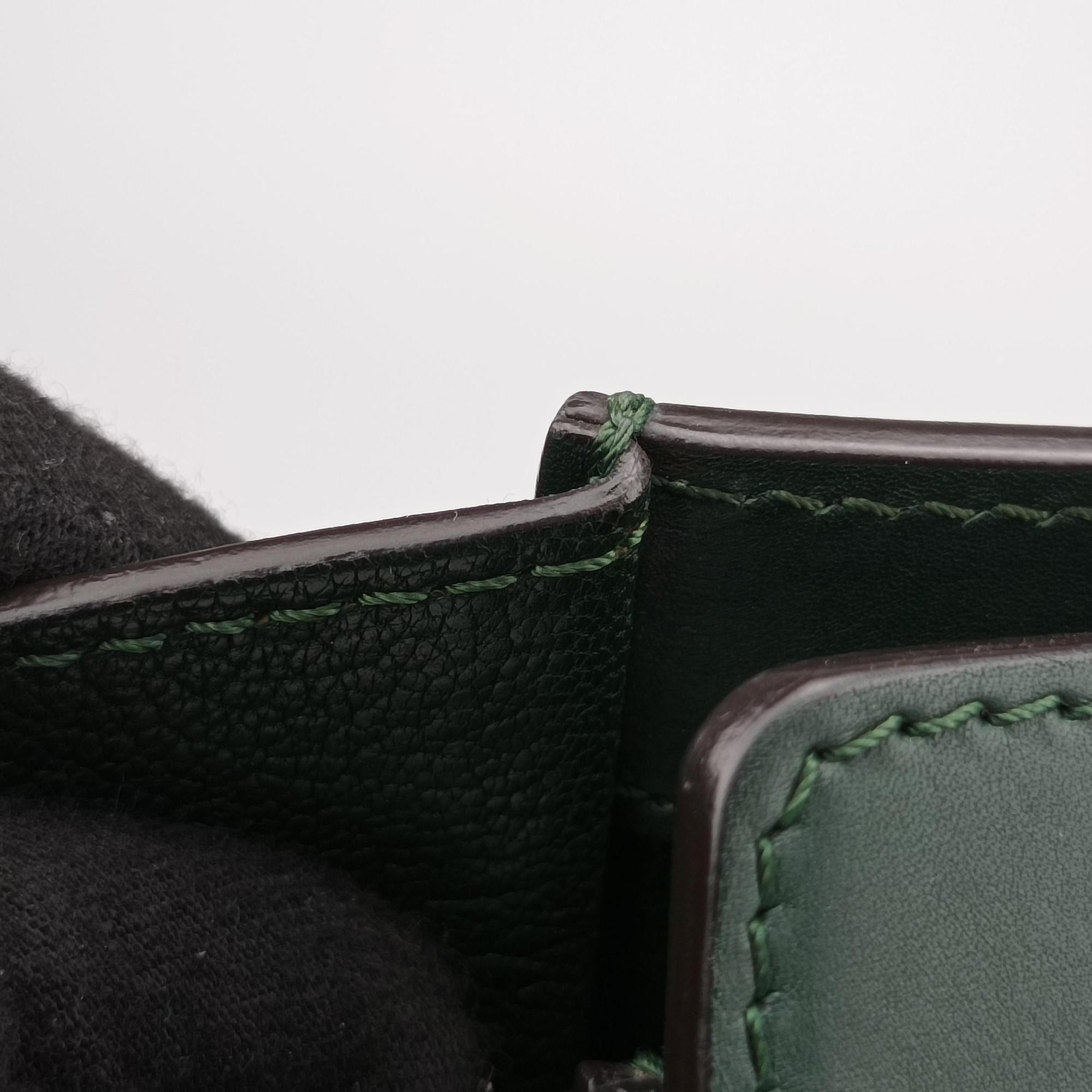 Pre-owned Celine Luggage Mini Shopper Green Leather  handbag | stylenewstar