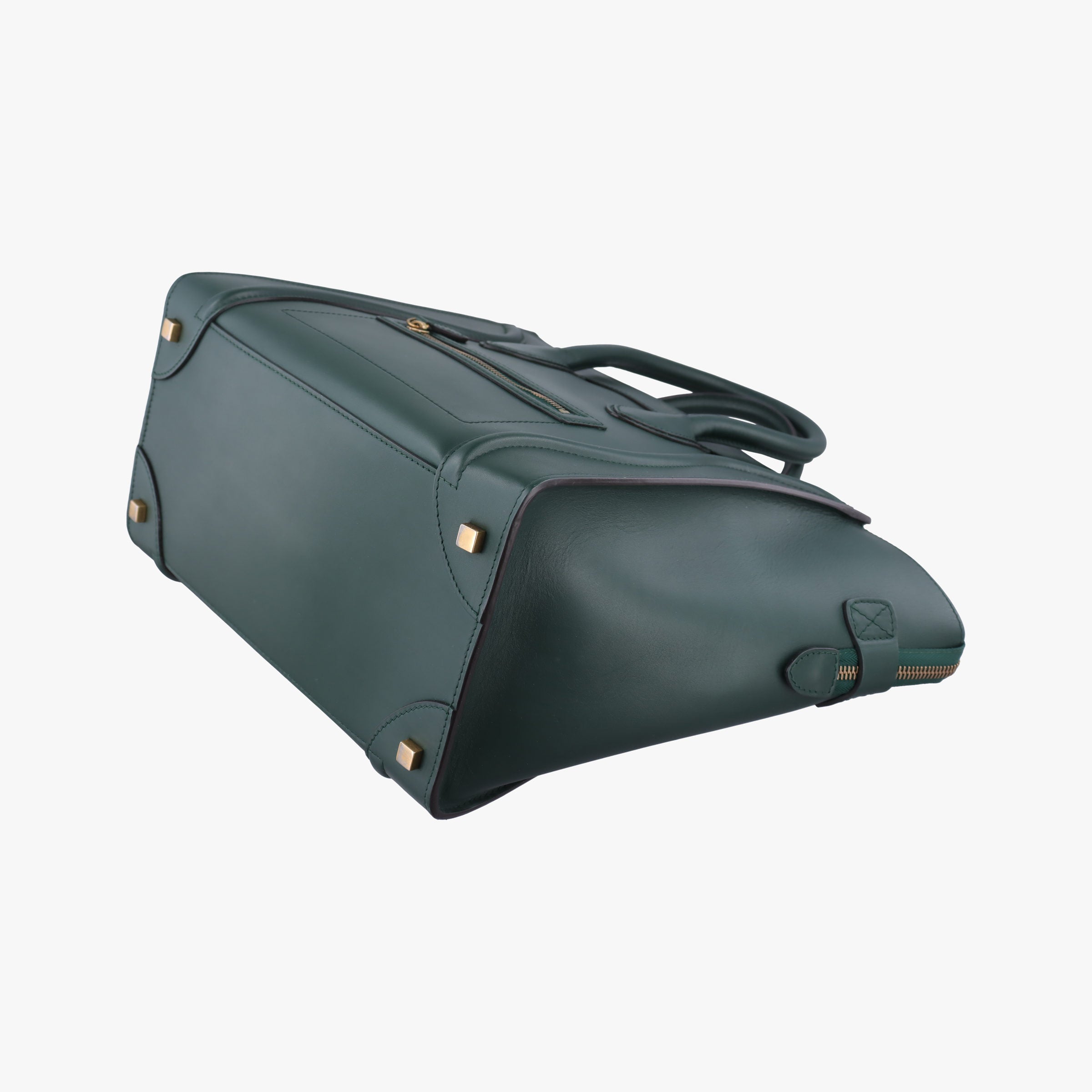 Pre-owned Celine Luggage Mini Shopper Green Leather  handbag | stylenewstar