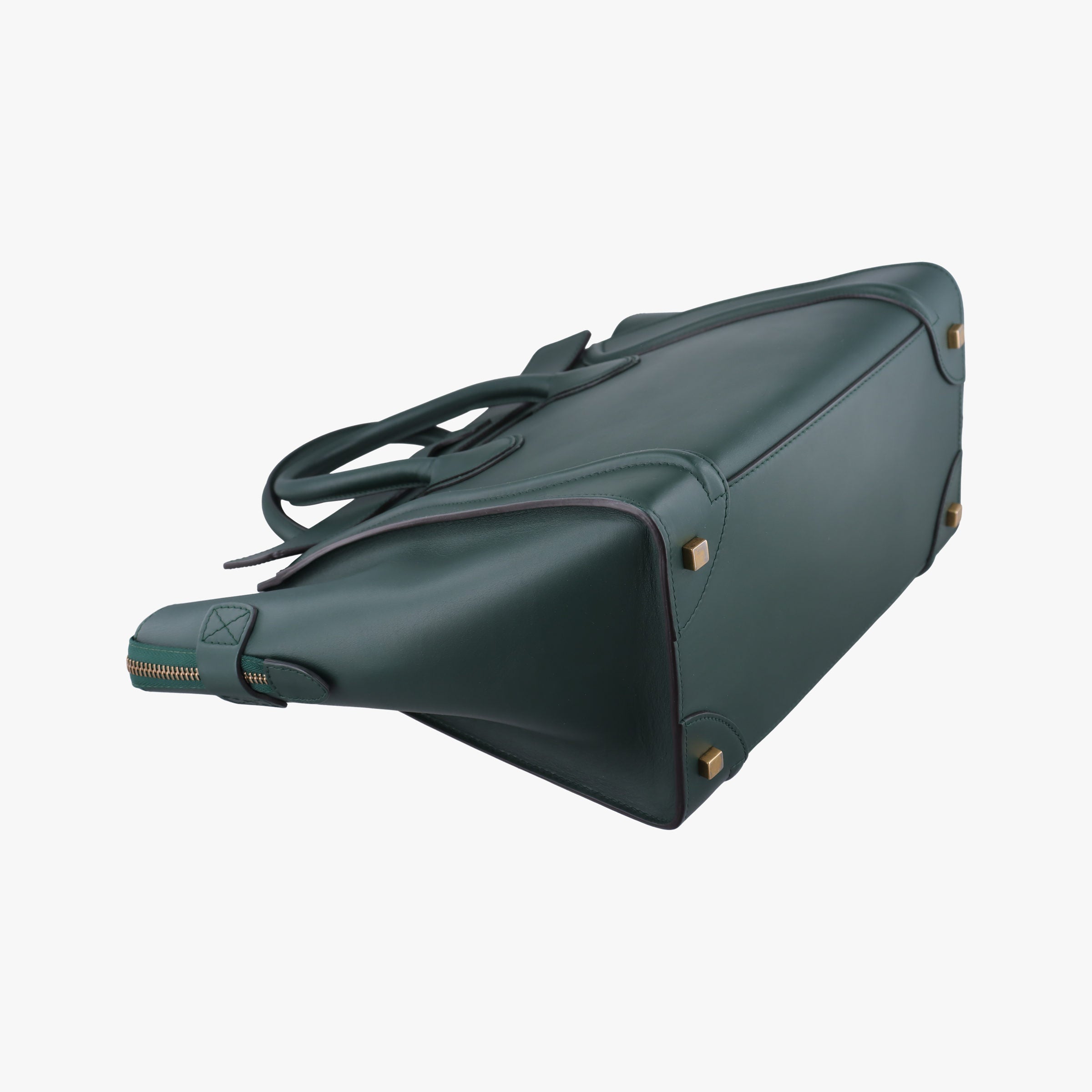 Pre-owned Celine Luggage Mini Shopper Green Leather  handbag | stylenewstar