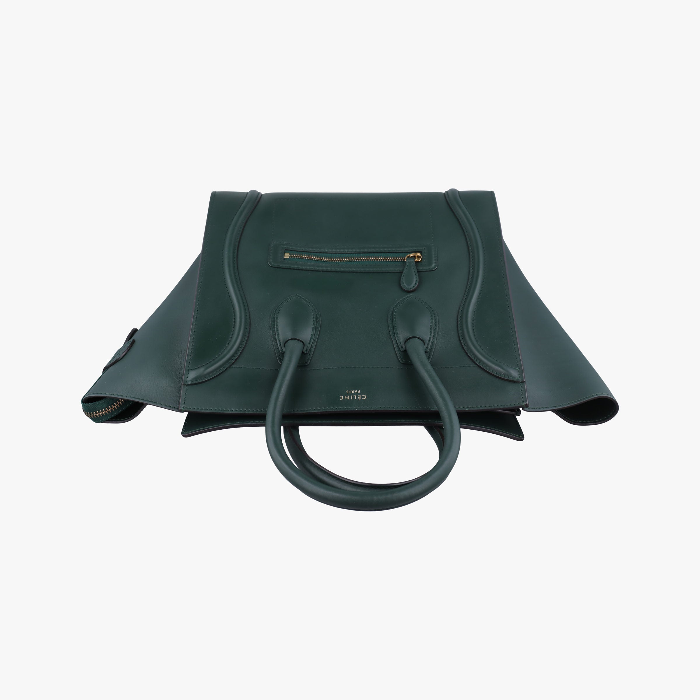 Pre-owned Celine Luggage Mini Shopper Green Leather  handbag | stylenewstar