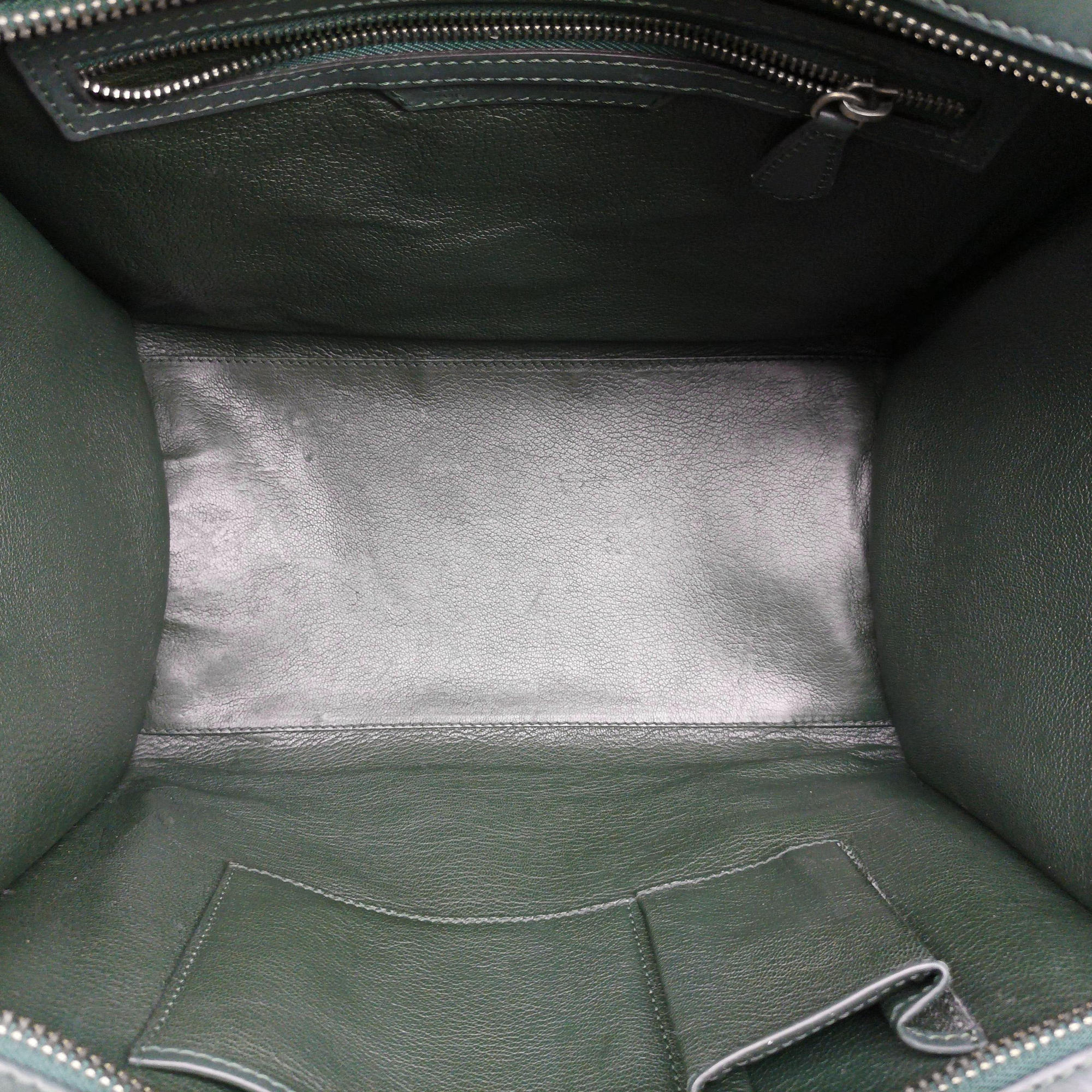 Pre-owned Celine Luggage Mini Shopper Green Leather  handbag | stylenewstar