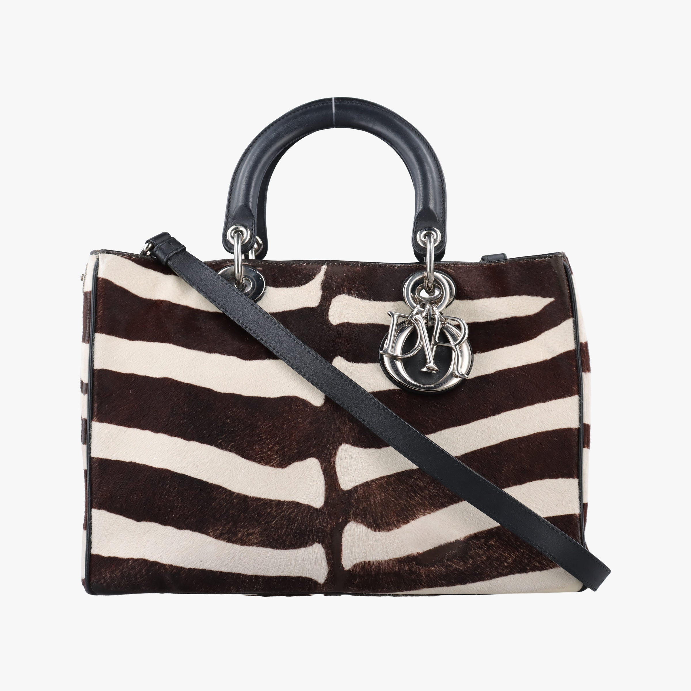 Secondhand Christian Dior Diorissimo Black × White ponyhair  shoulderbag | stylenewstar