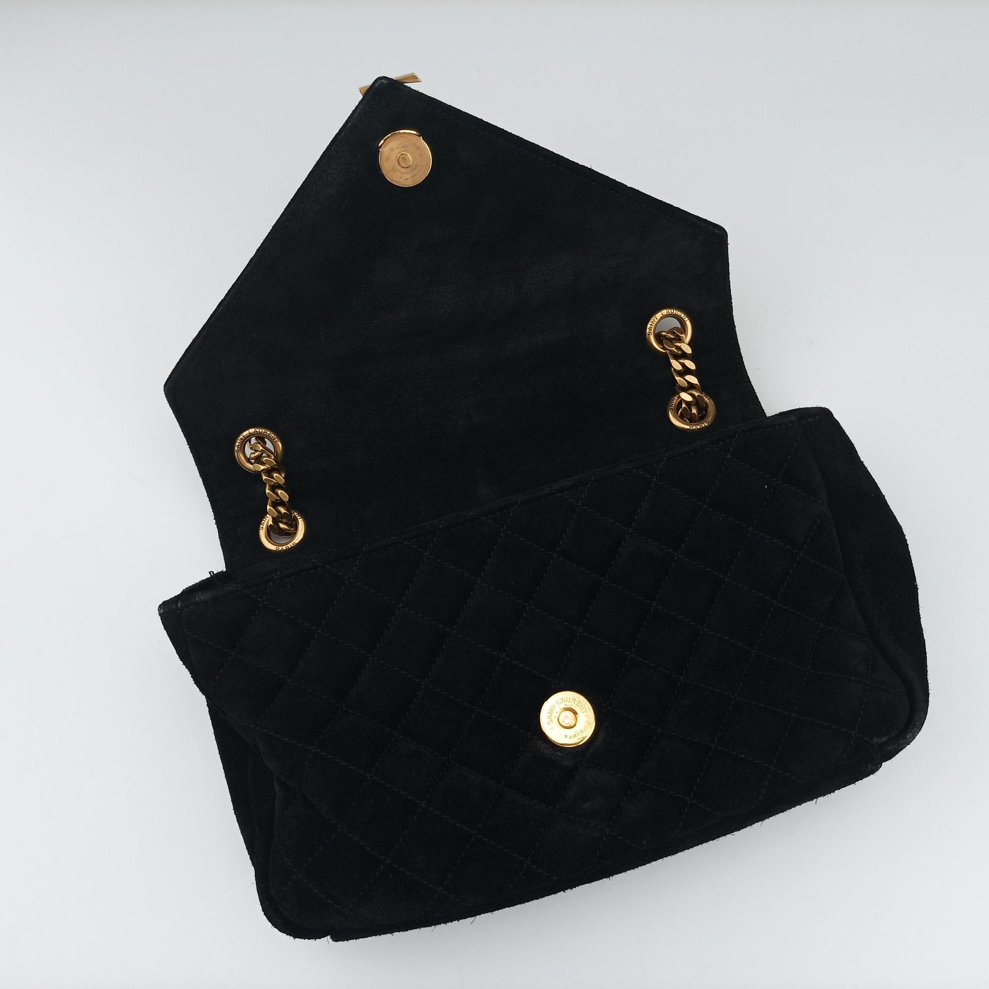 Pre-owned Yves Saint Laurent ENVELOPE Black Suede 428125 shoulderbag | stylenewstar