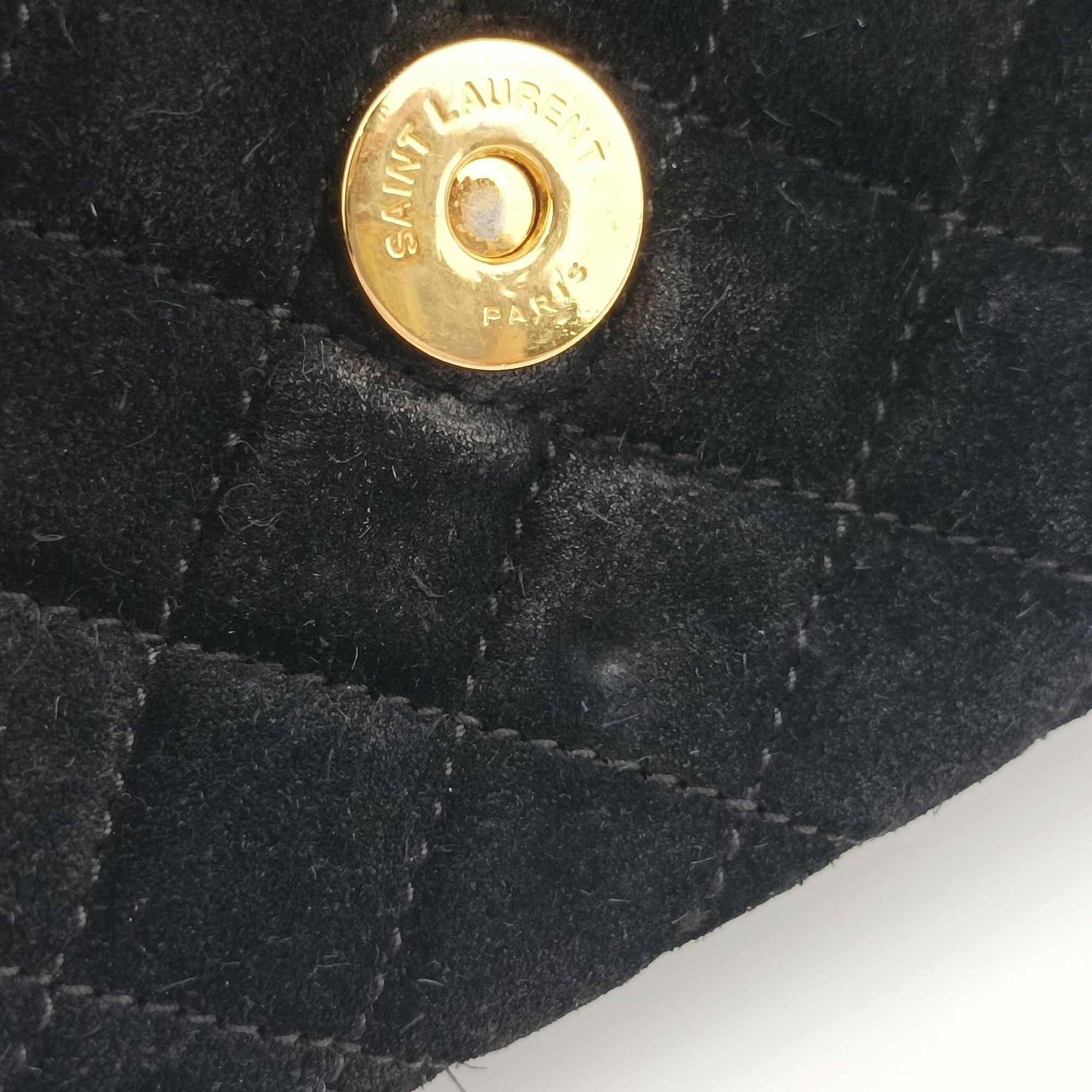 Pre-owned Yves Saint Laurent ENVELOPE Black Suede 428125 shoulderbag | stylenewstar