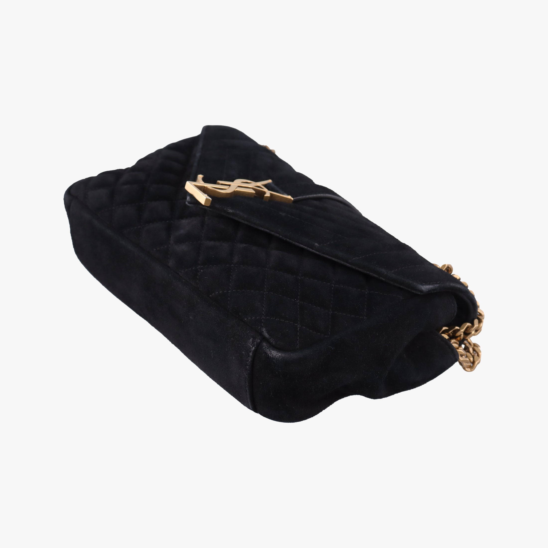 Pre-owned Yves Saint Laurent ENVELOPE Black Suede 428125 shoulderbag | stylenewstar