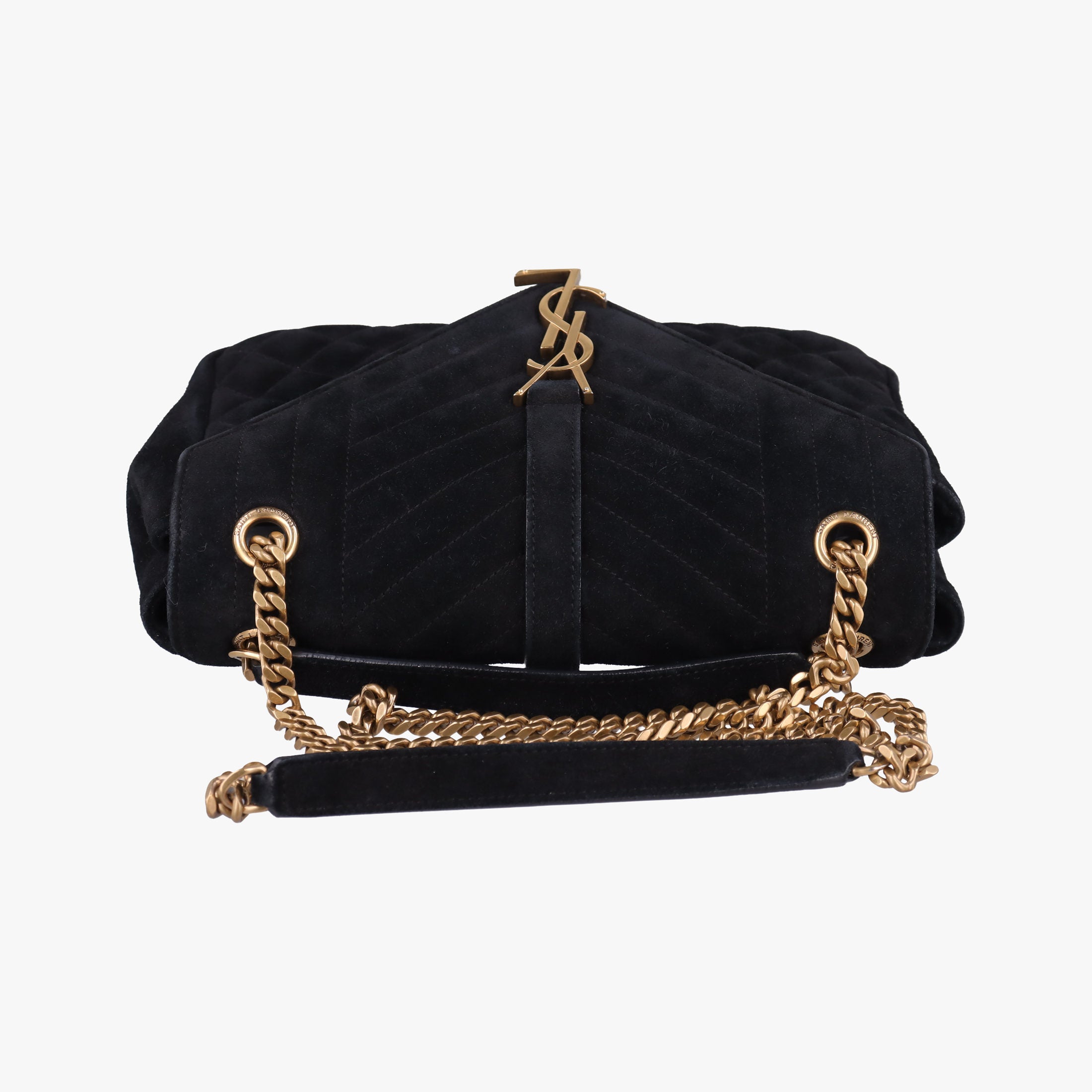 Pre-owned Yves Saint Laurent ENVELOPE Black Suede 428125 shoulderbag | stylenewstar