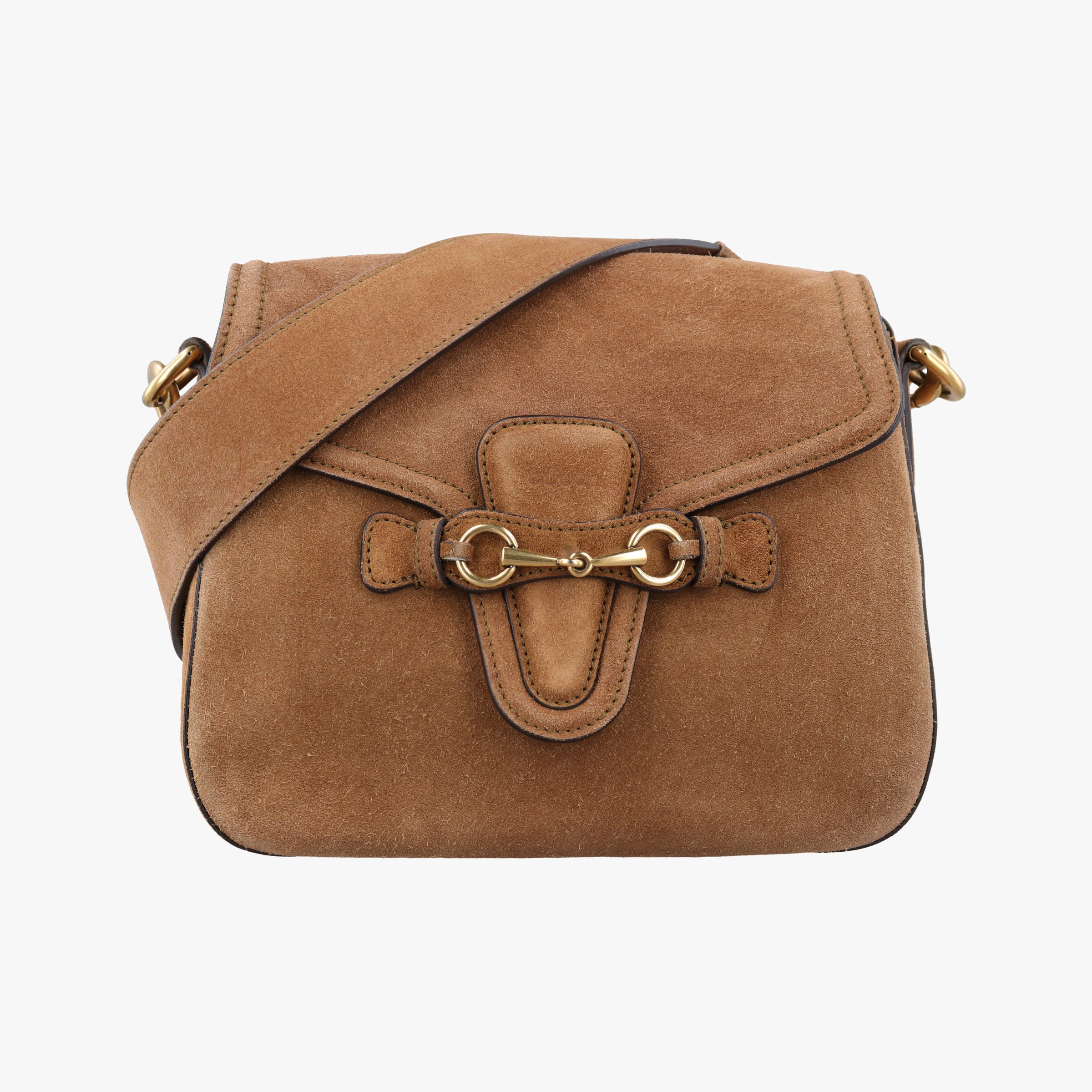 Pre-owned Gucci Lady Web Brown Suede 380573 shoulderbag | stylenewstar
