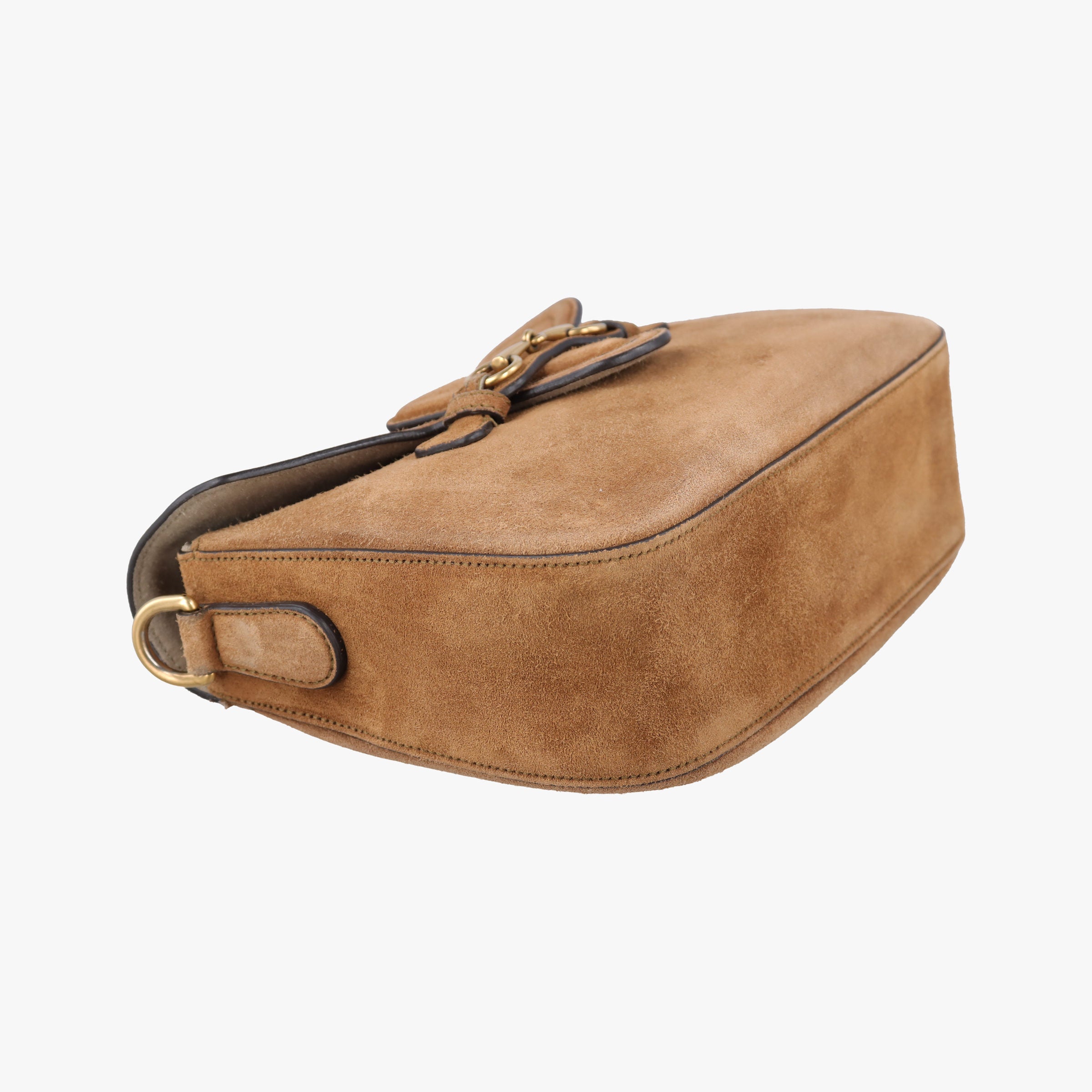 Pre-owned Gucci Lady Web Brown Suede 380573 shoulderbag | stylenewstar