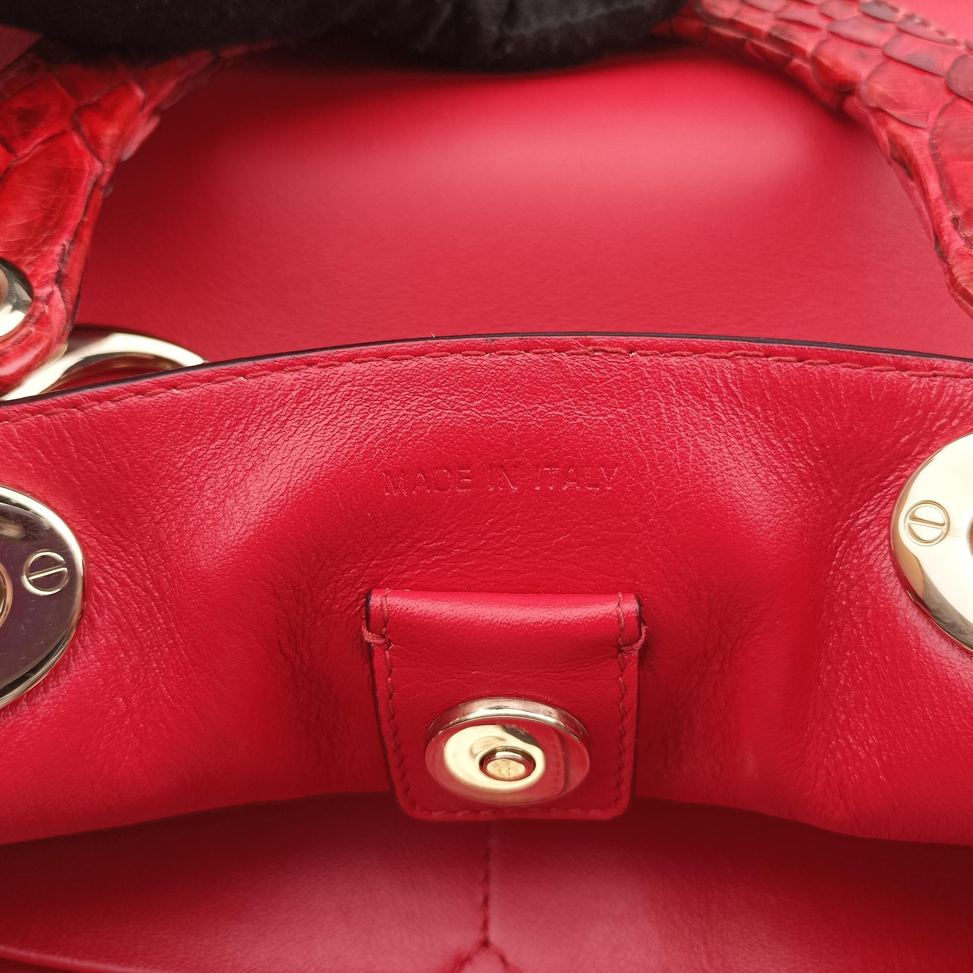 Pre-owned Christian Dior Diorissimo Red Leather× snake skin  shoulderbag | stylenewstar