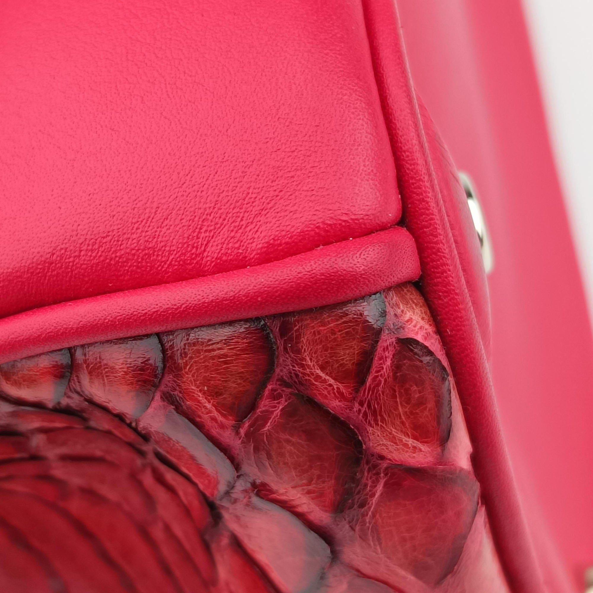 Pre-owned Christian Dior Diorissimo Red Leather× snake skin  shoulderbag | stylenewstar