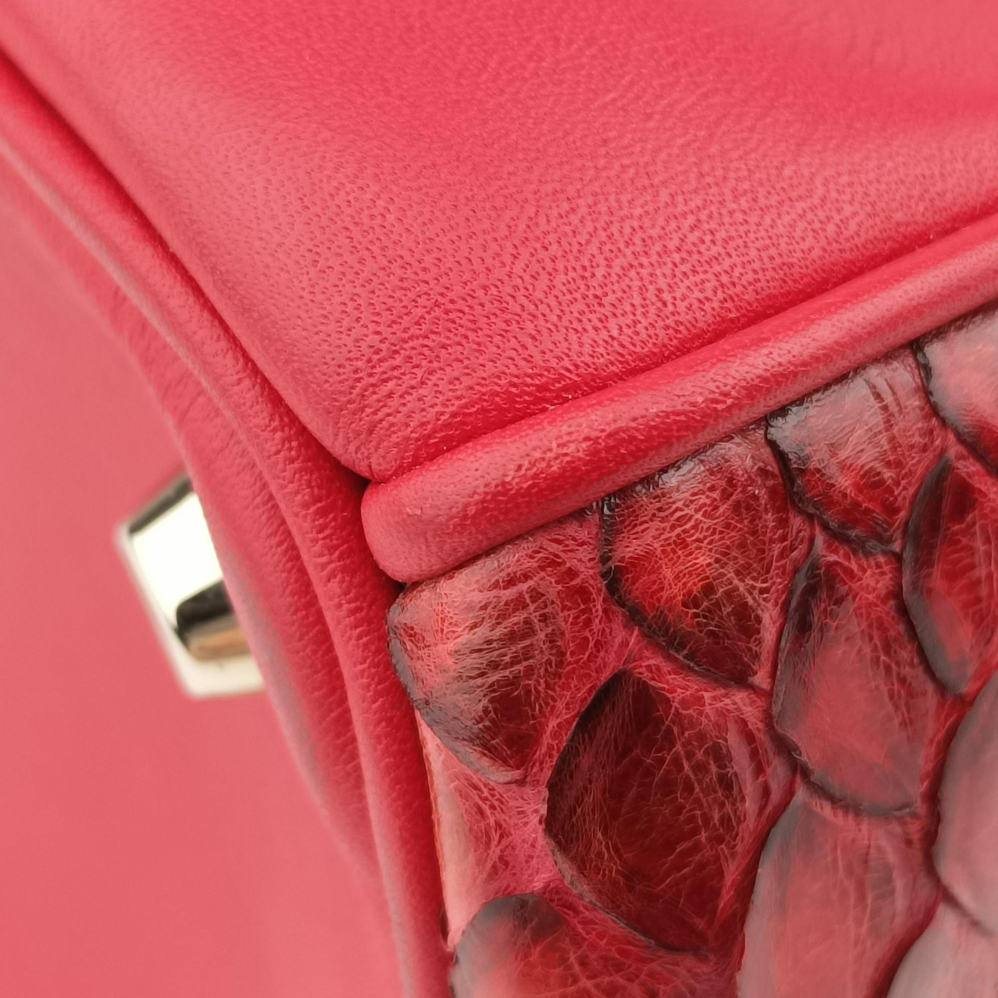 Pre-owned Christian Dior Diorissimo Red Leather× snake skin  shoulderbag | stylenewstar