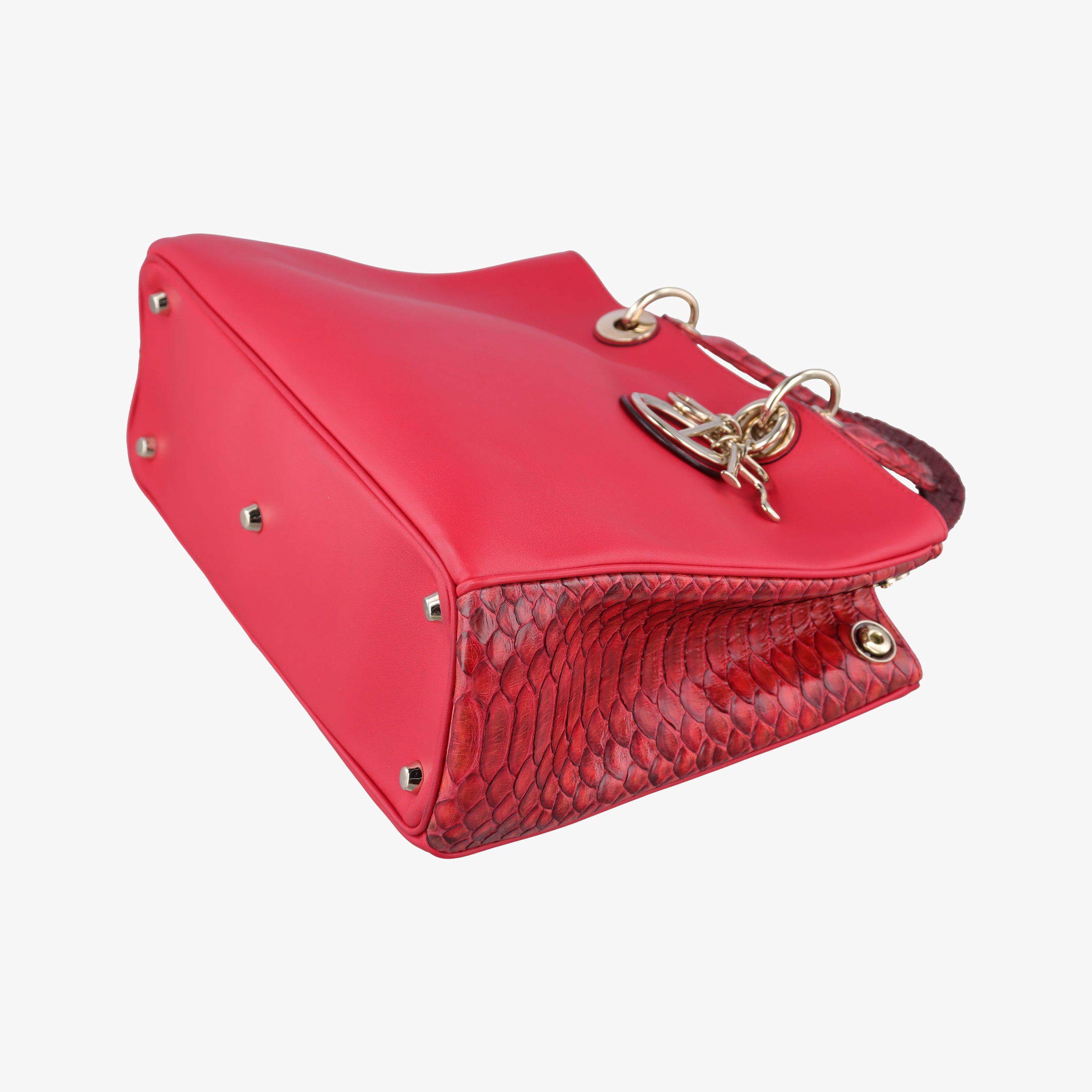 Pre-owned Christian Dior Diorissimo Red Leather× snake skin  shoulderbag | stylenewstar