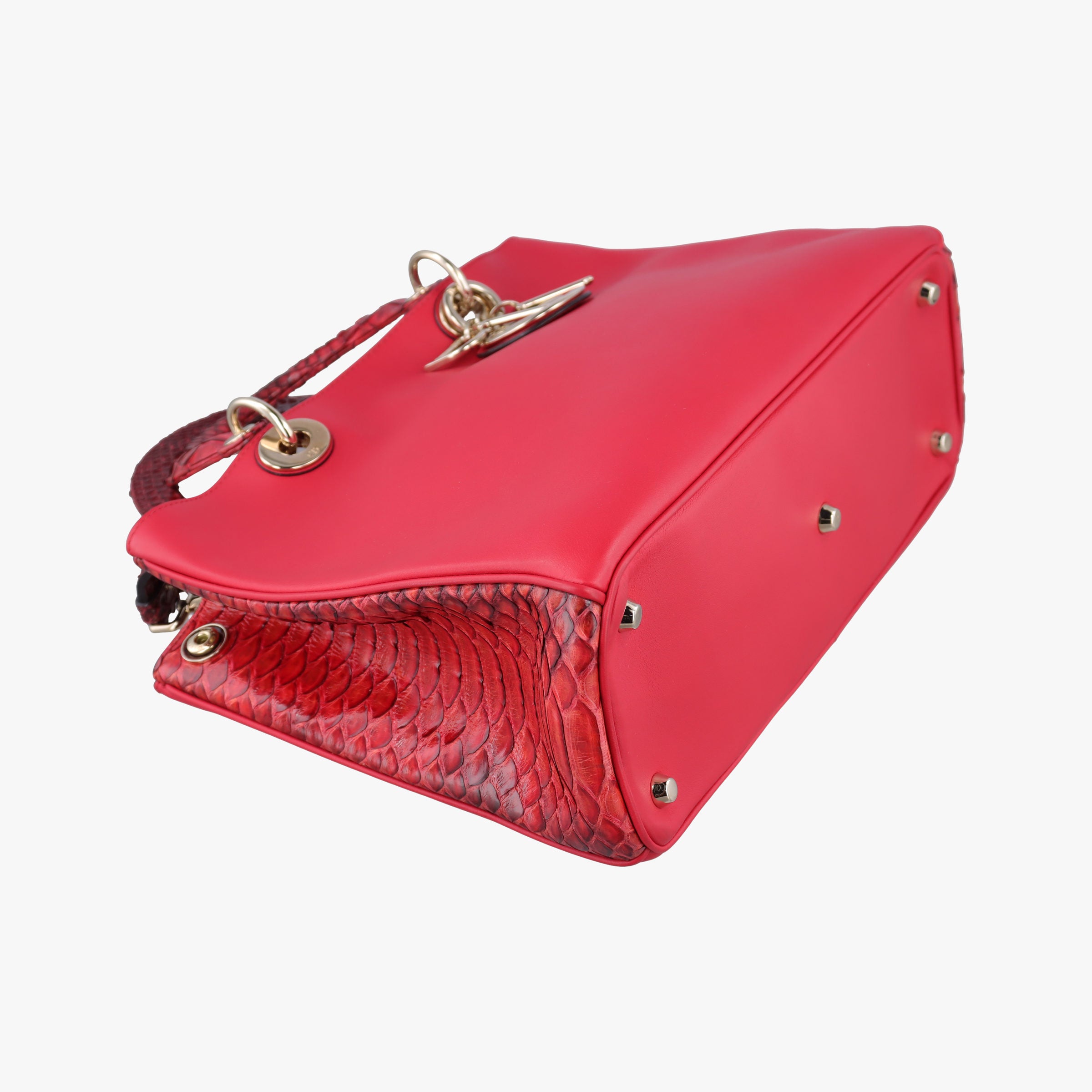 Pre-owned Christian Dior Diorissimo Red Leather× snake skin  shoulderbag | stylenewstar