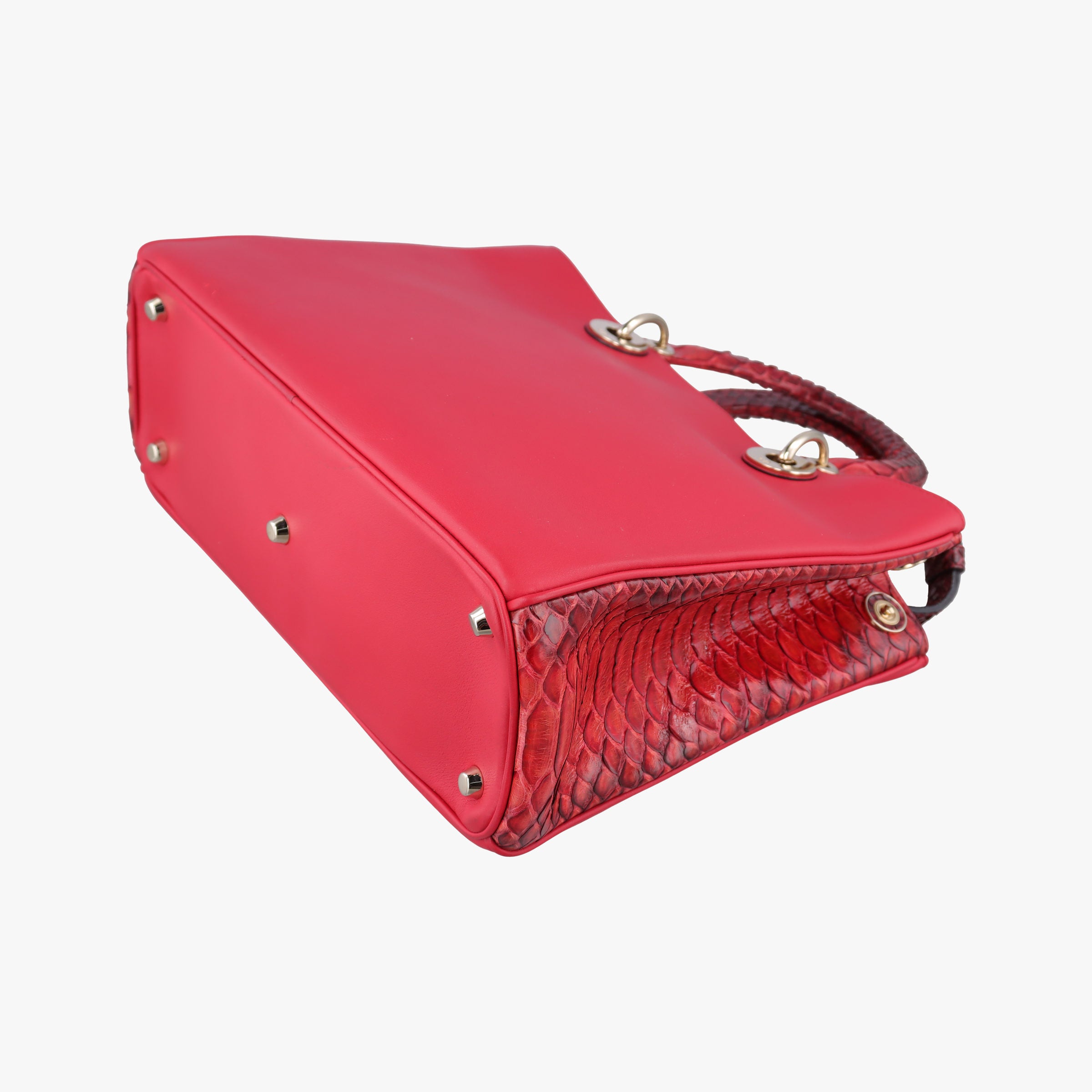 Pre-owned Christian Dior Diorissimo Red Leather× snake skin  shoulderbag | stylenewstar