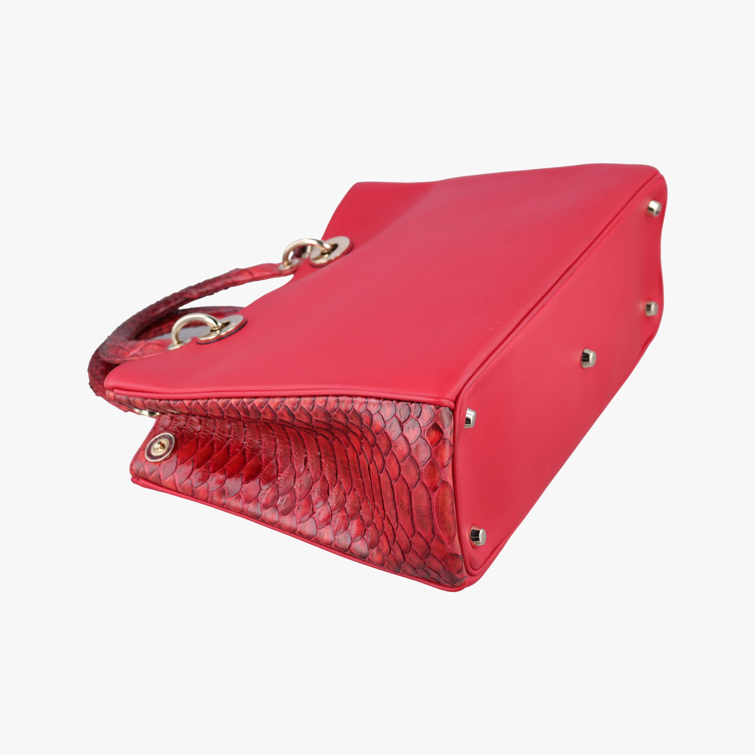 Pre-owned Christian Dior Diorissimo Red Leather× snake skin  shoulderbag | stylenewstar