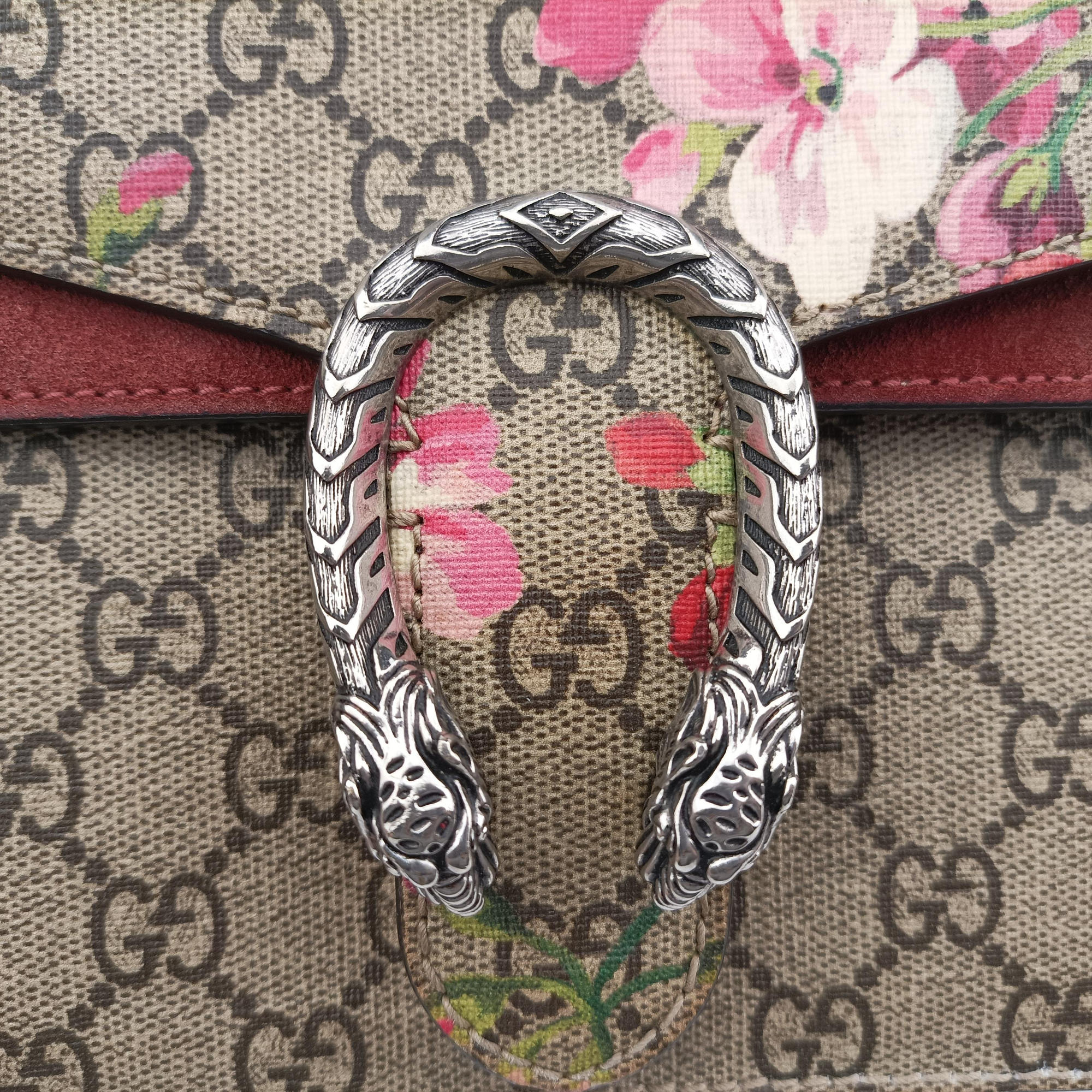 Pre-owned Gucci Dionysus Beige×red×Multicolour PVC coated canvas × suede 421970 shoulderbag | stylenewstar
