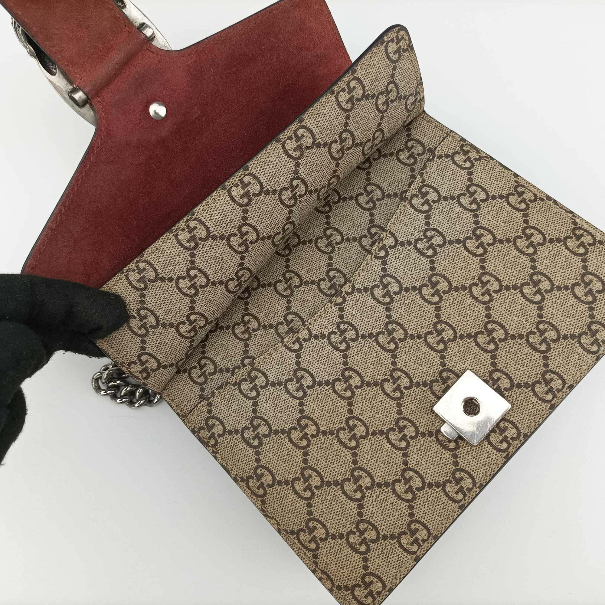 Pre-owned Gucci Dionysus Beige×red×Multicolour PVC coated canvas × suede 421970 shoulderbag | stylenewstar