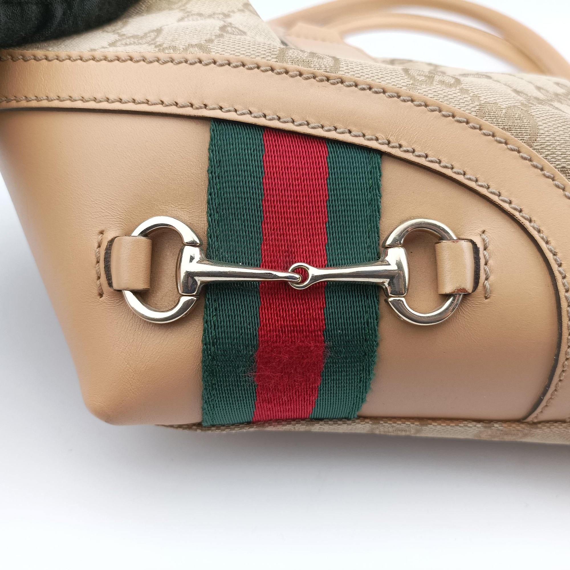 Pre-owned Gucci Horsebit web Beige×Multicolour Canvas×leather 232936 shoulderbag | stylenewstar