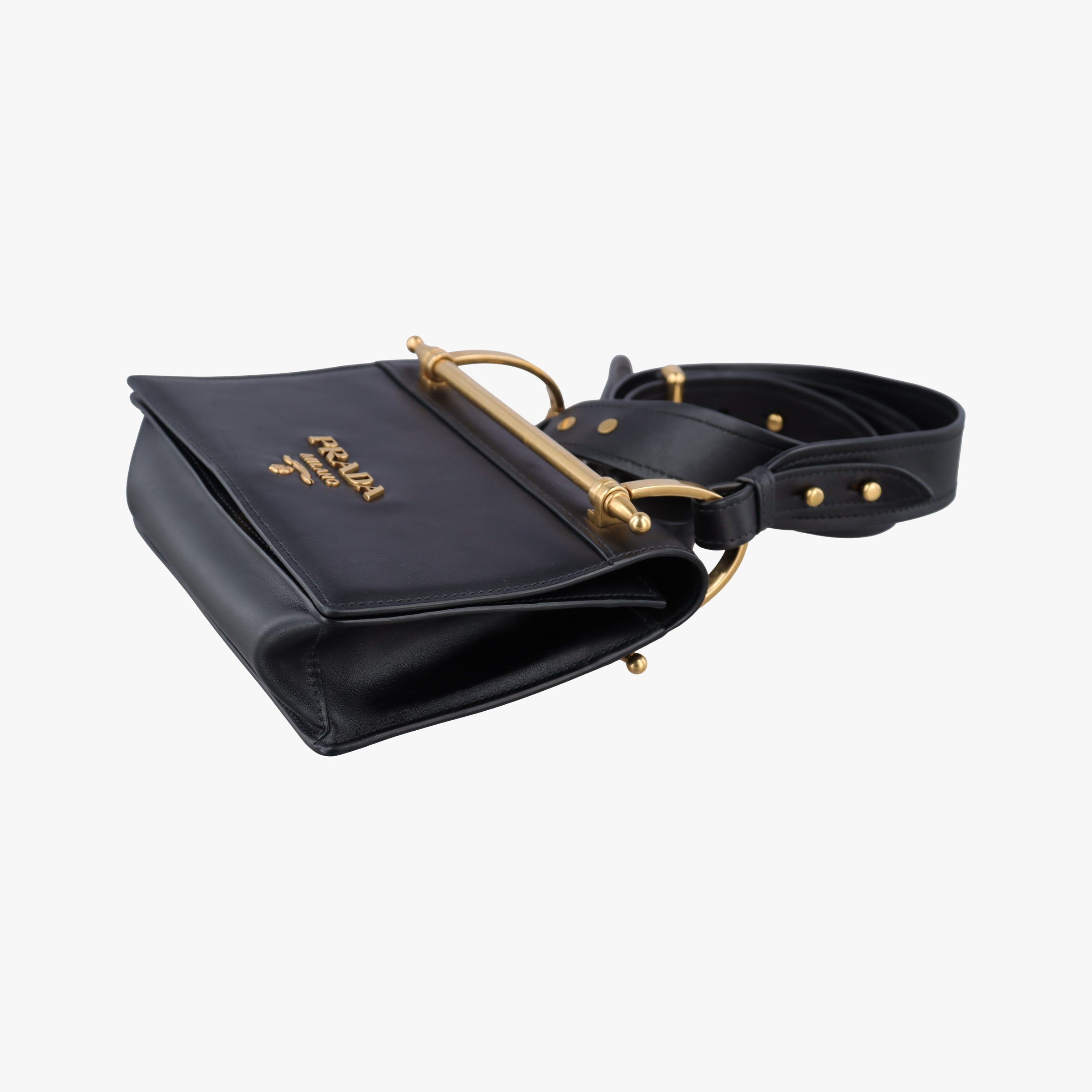 Pre-owned Prada Pionniere City Black leather 1BD075 shoulderbag | stylenewstar