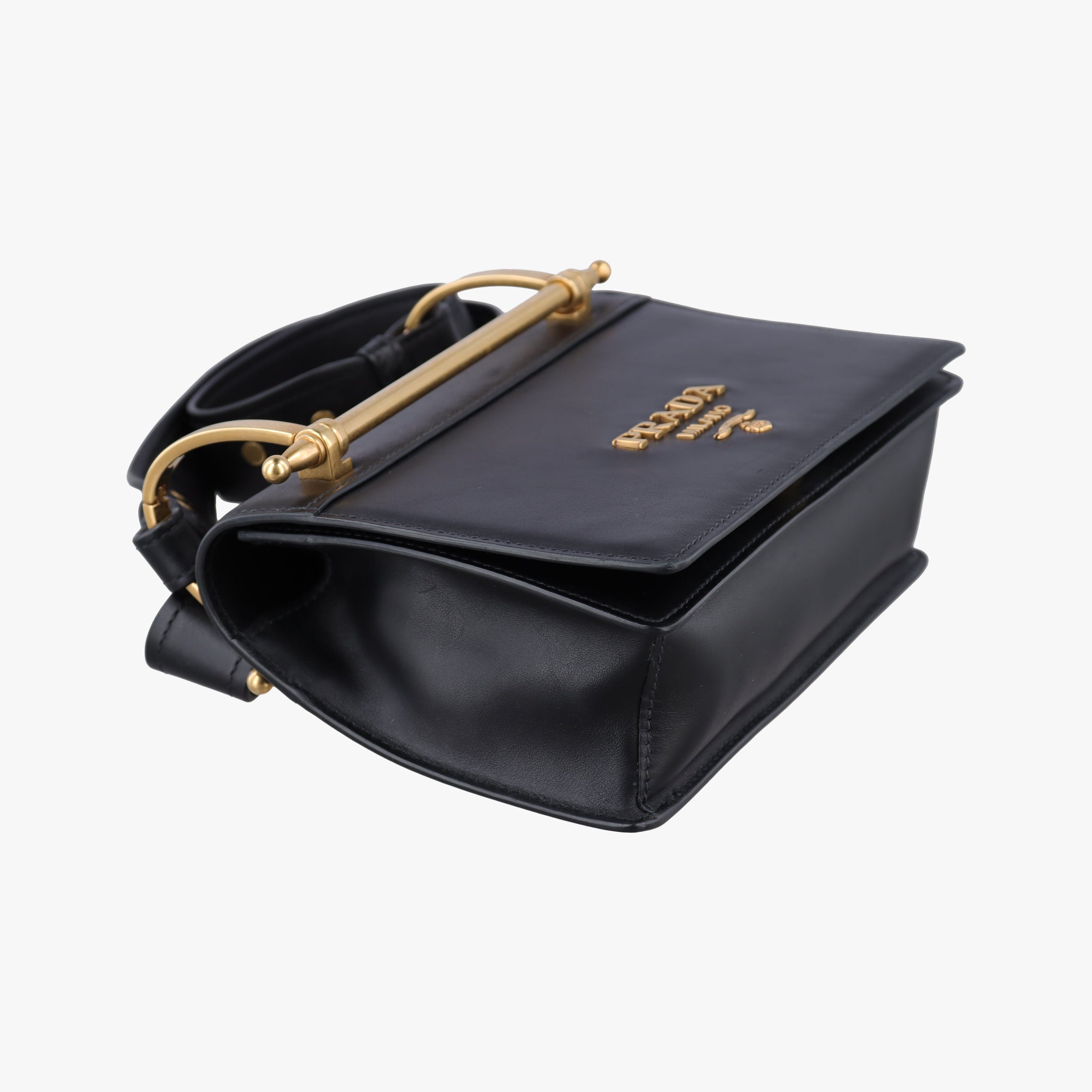 Pre-owned Prada Pionniere City Black leather 1BD075 shoulderbag | stylenewstar