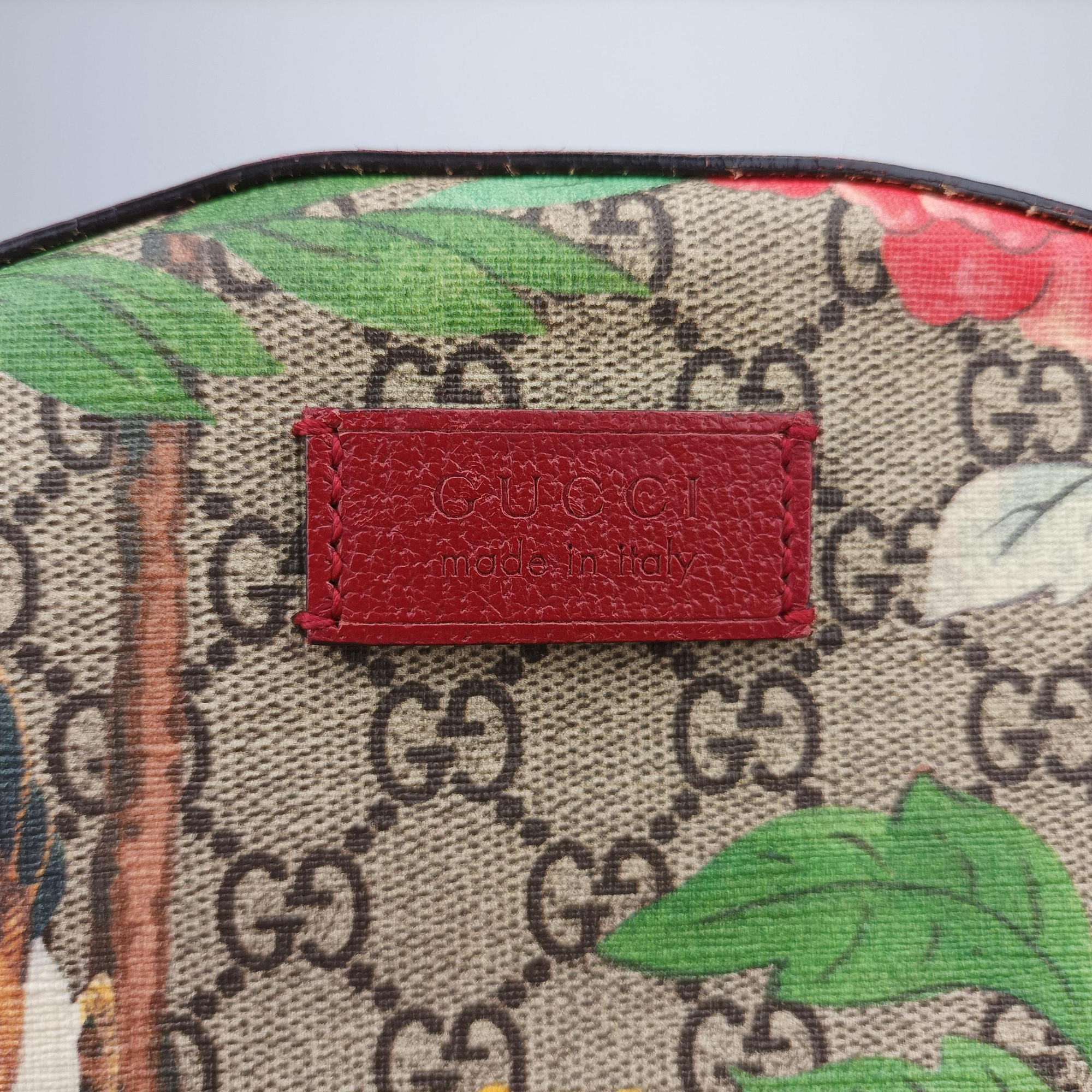 Pre-owned Gucci GG Supreme Tian Beige×Red×Multicolor PVC coated canvasxLeather 427042 backpack/rucksack | stylenewstar