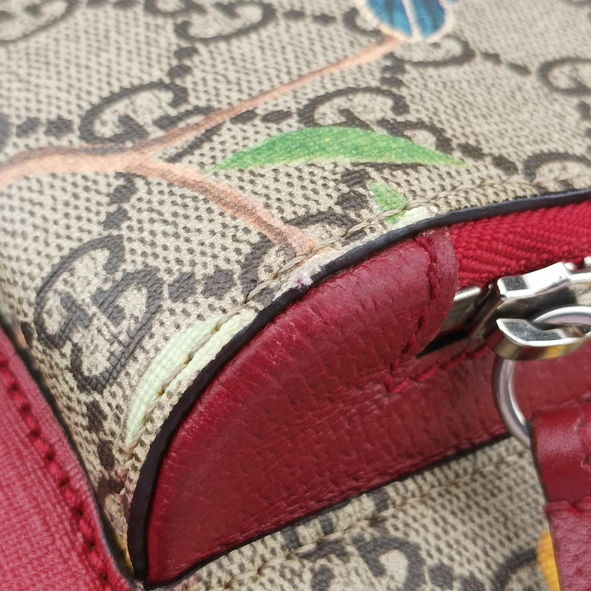 Pre-owned Gucci GG Supreme Tian Beige×Red×Multicolor PVC coated canvasxLeather 427042 backpack/rucksack | stylenewstar