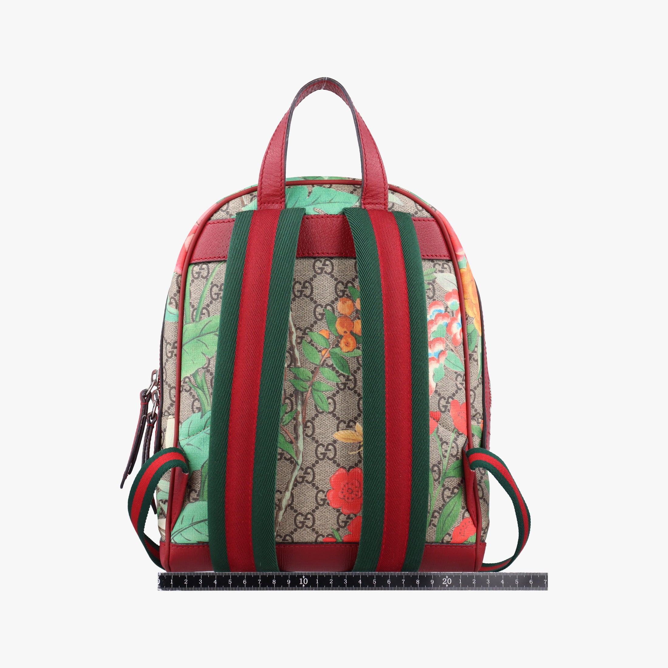 Pre-owned Gucci GG Supreme Tian Beige×Red×Multicolor PVC coated canvasxLeather 427042 backpack/rucksack | stylenewstar