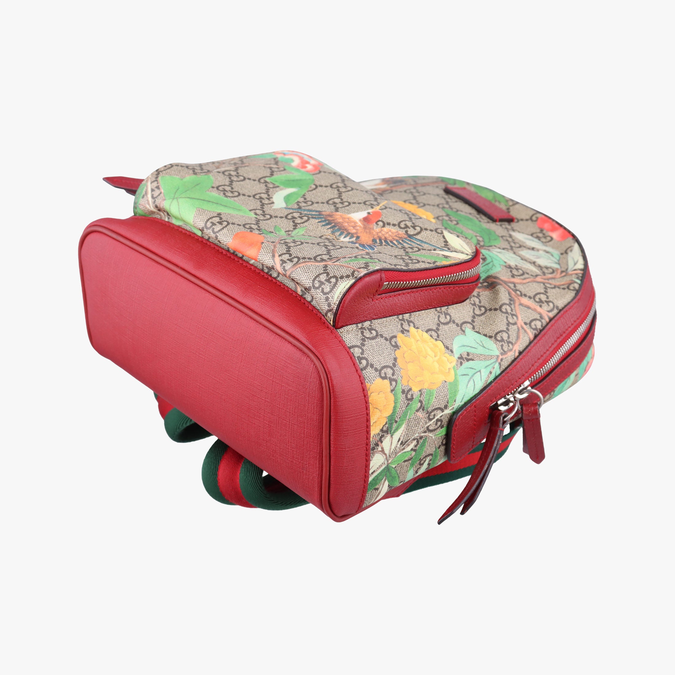 Pre-owned Gucci GG Supreme Tian Beige×Red×Multicolor PVC coated canvasxLeather 427042 backpack/rucksack | stylenewstar