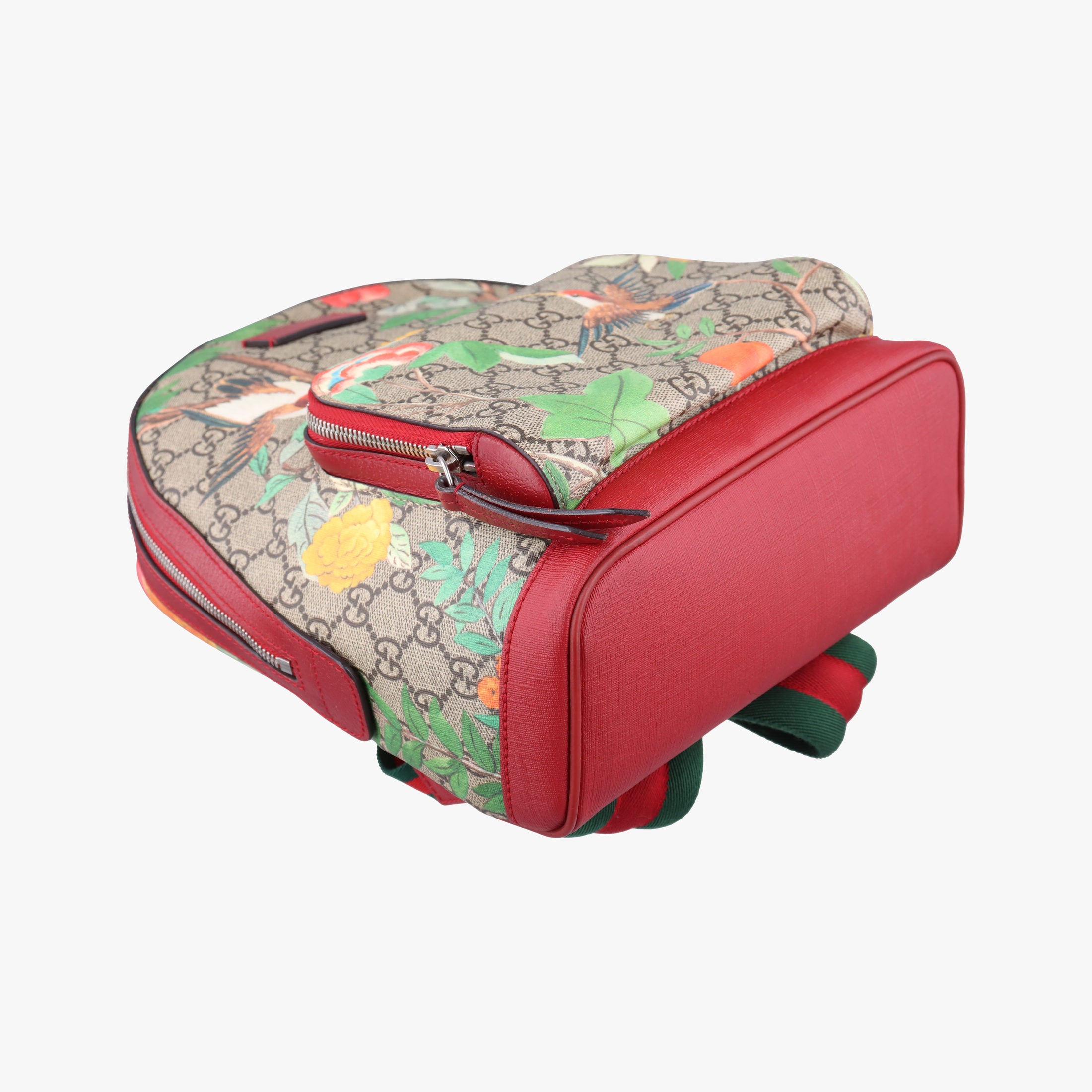 Pre-owned Gucci GG Supreme Tian Beige×Red×Multicolor PVC coated canvasxLeather 427042 backpack/rucksack | stylenewstar