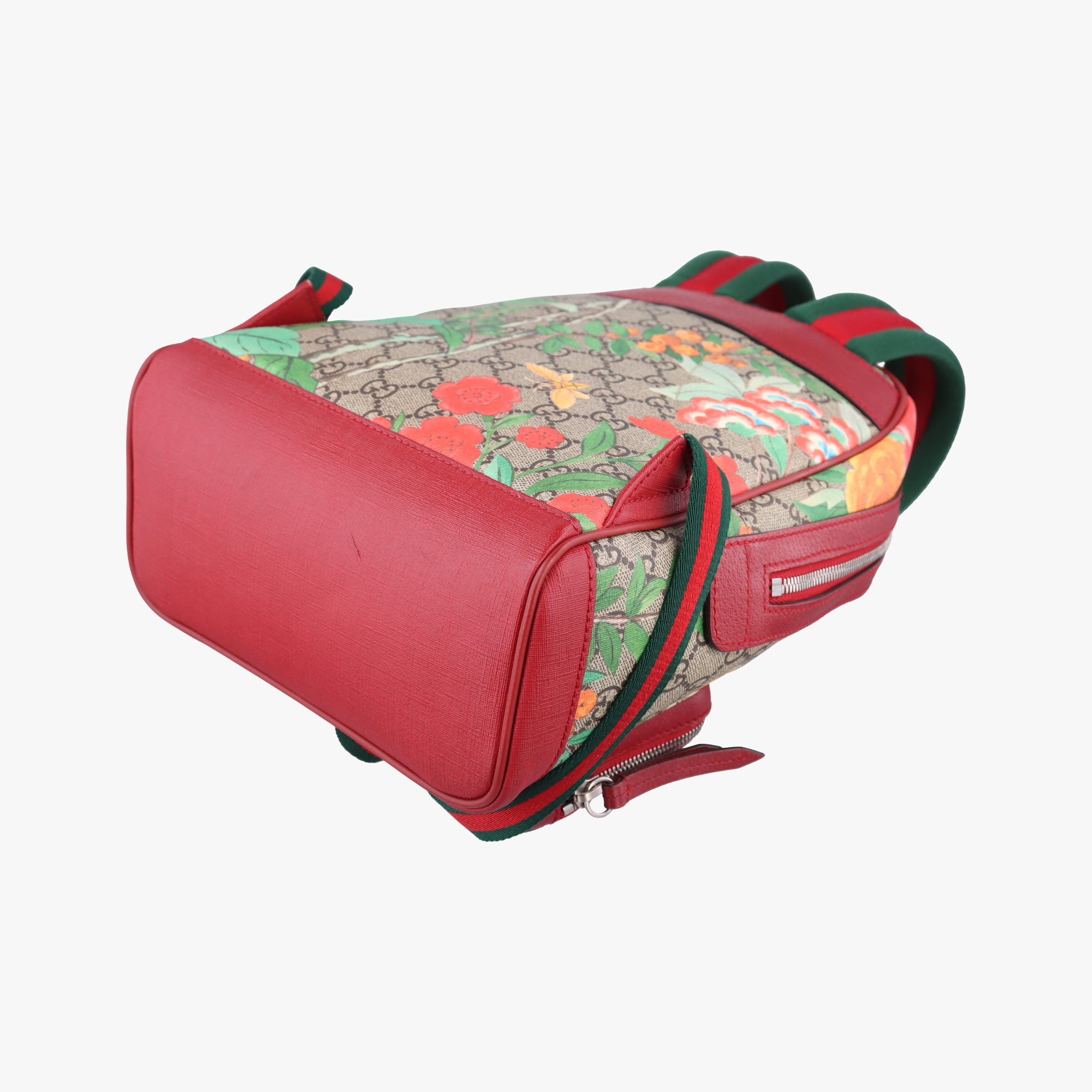 Pre-owned Gucci GG Supreme Tian Beige×Red×Multicolor PVC coated canvasxLeather 427042 backpack/rucksack | stylenewstar