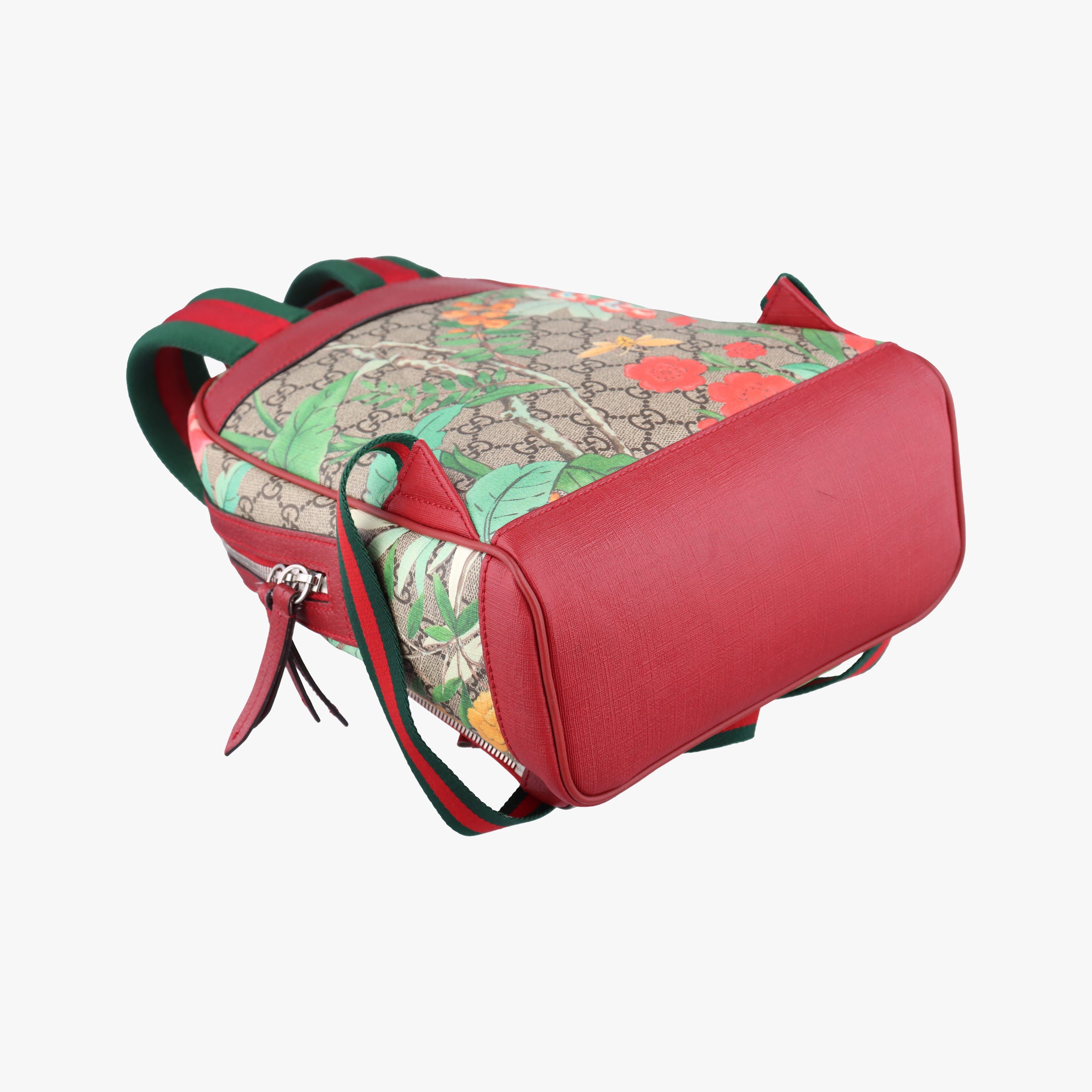 Pre-owned Gucci GG Supreme Tian Beige×Red×Multicolor PVC coated canvasxLeather 427042 backpack/rucksack | stylenewstar