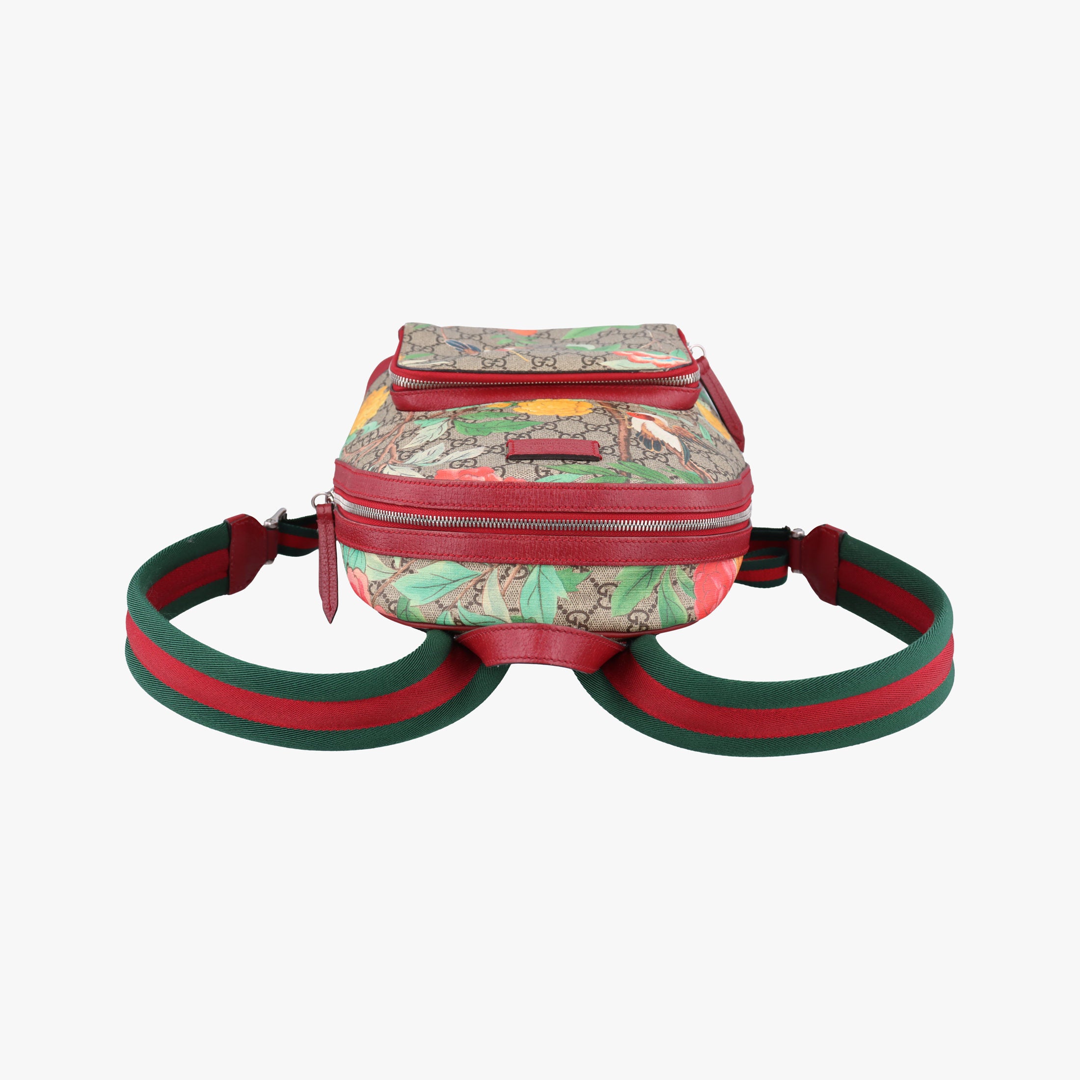 Pre-owned Gucci GG Supreme Tian Beige×Red×Multicolor PVC coated canvasxLeather 427042 backpack/rucksack | stylenewstar