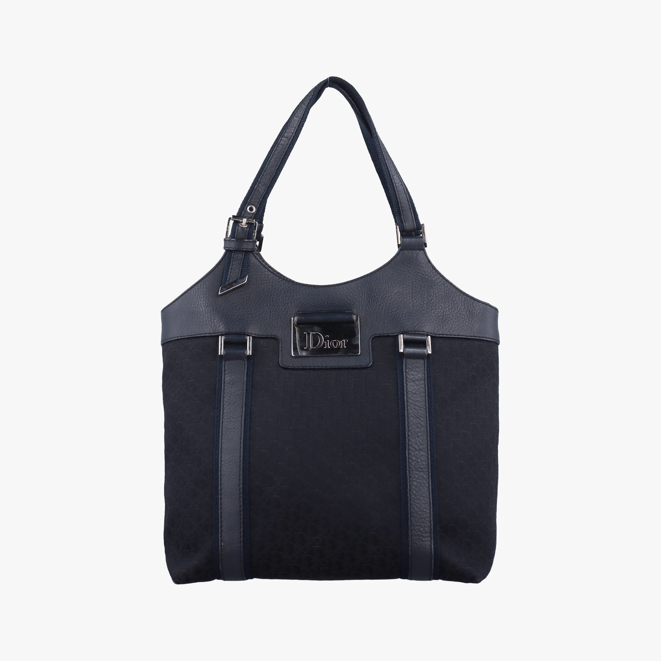Pre-owned Christian Dior Street Chic Trotter Black×Navy Canvas×Leather  handbag | stylenewstar