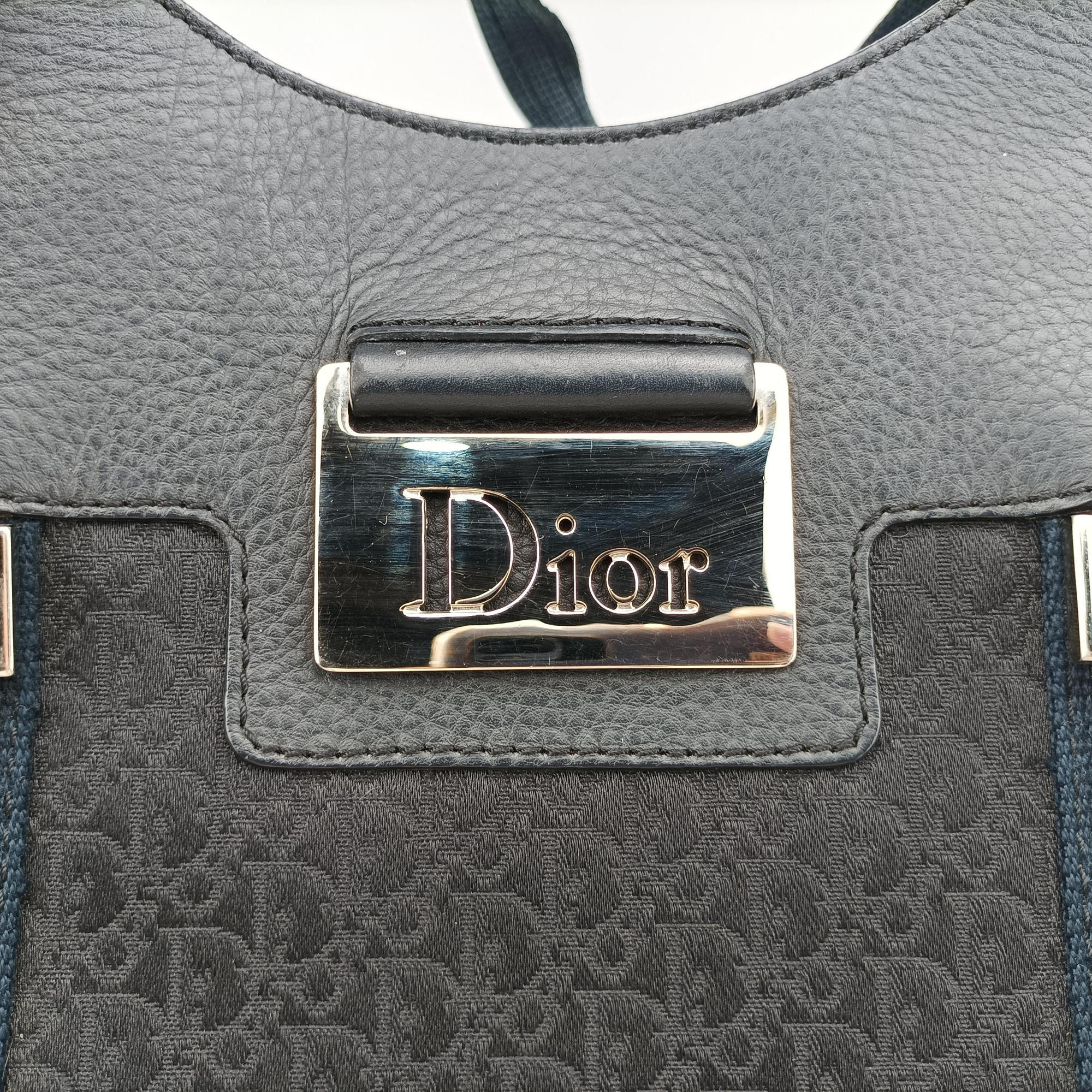 Pre-owned Christian Dior Street Chic Trotter Black×Navy Canvas×Leather  handbag | stylenewstar