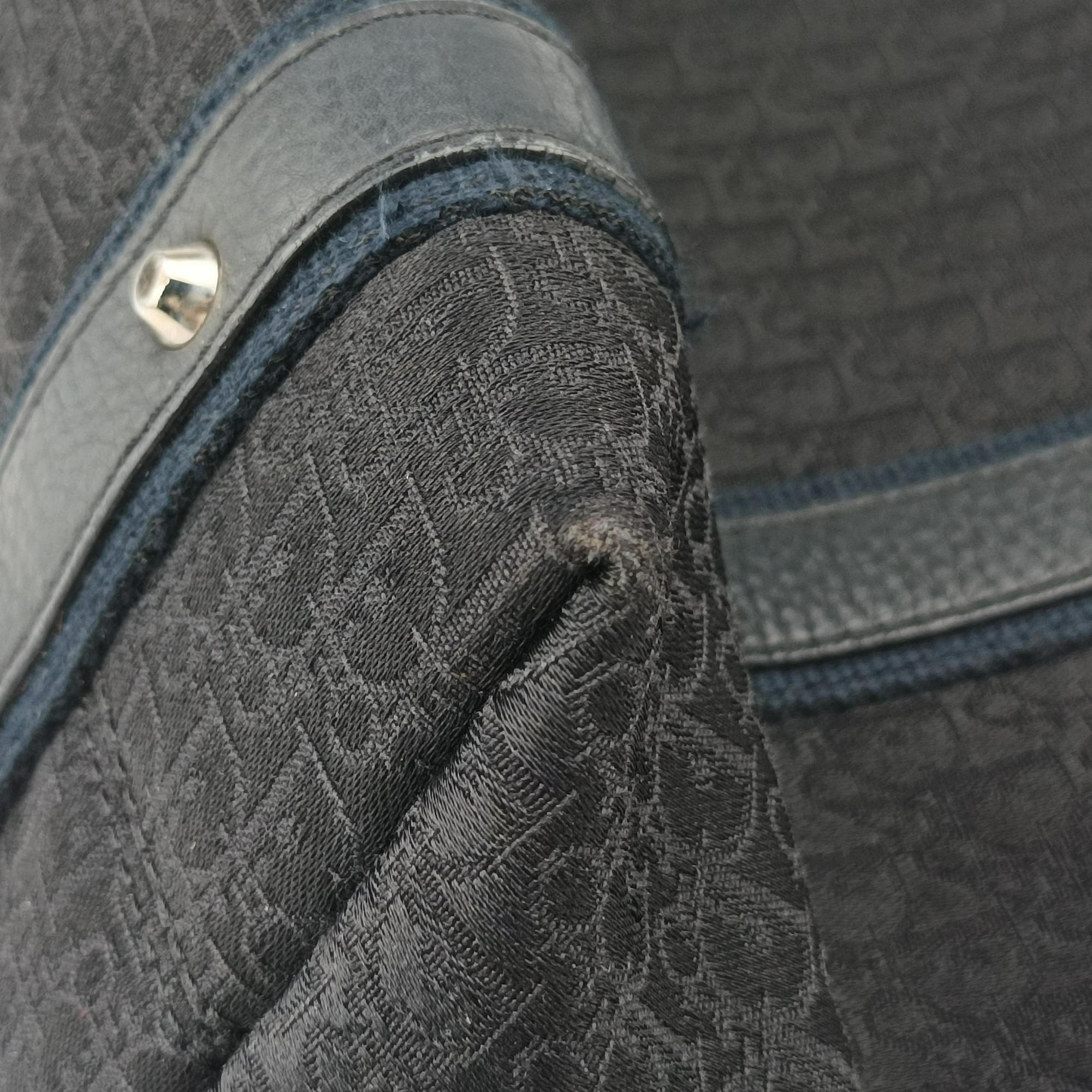 Pre-owned Christian Dior Street Chic Trotter Black×Navy Canvas×Leather  handbag | stylenewstar