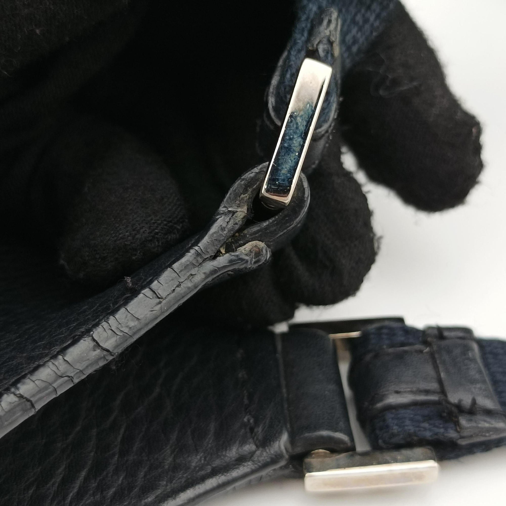 Pre-owned Christian Dior Street Chic Trotter Black×Navy Canvas×Leather  handbag | stylenewstar
