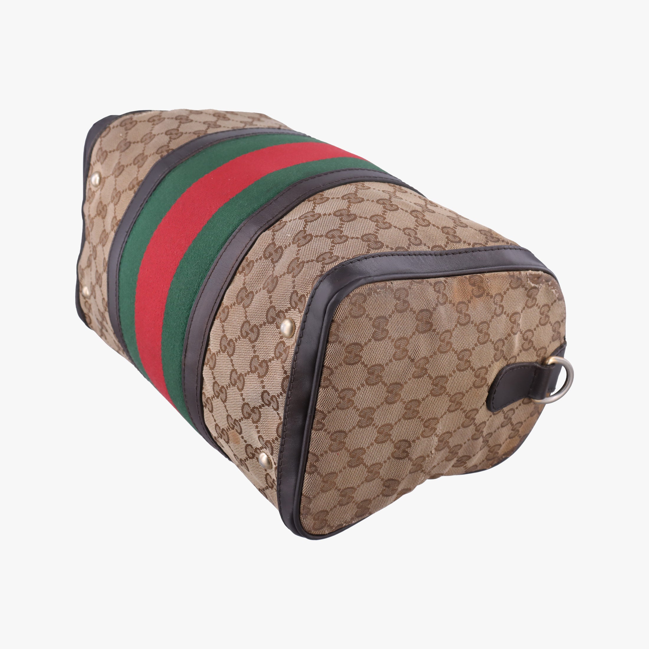 Pre-owned Gucci Sherry Line Beige×green×red canvas×leather 247205 shoulderbag | stylenewstar